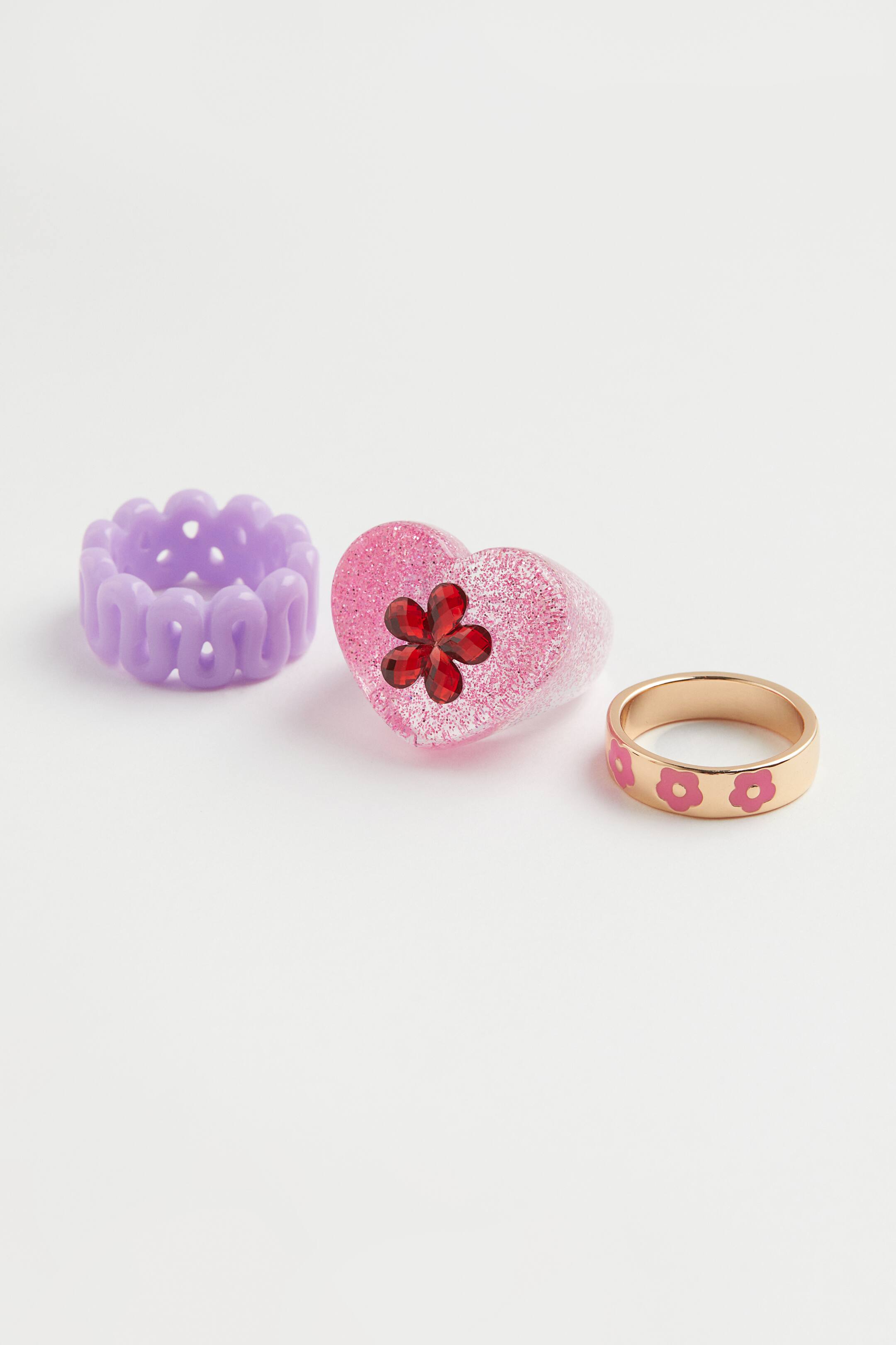 View larger image: 3-pack rings - Light pink/Heart - Ladies | H&M 1