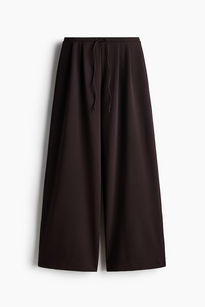 Pleated Drawstring Pants - Dark brown/Black/Light beige - 1
