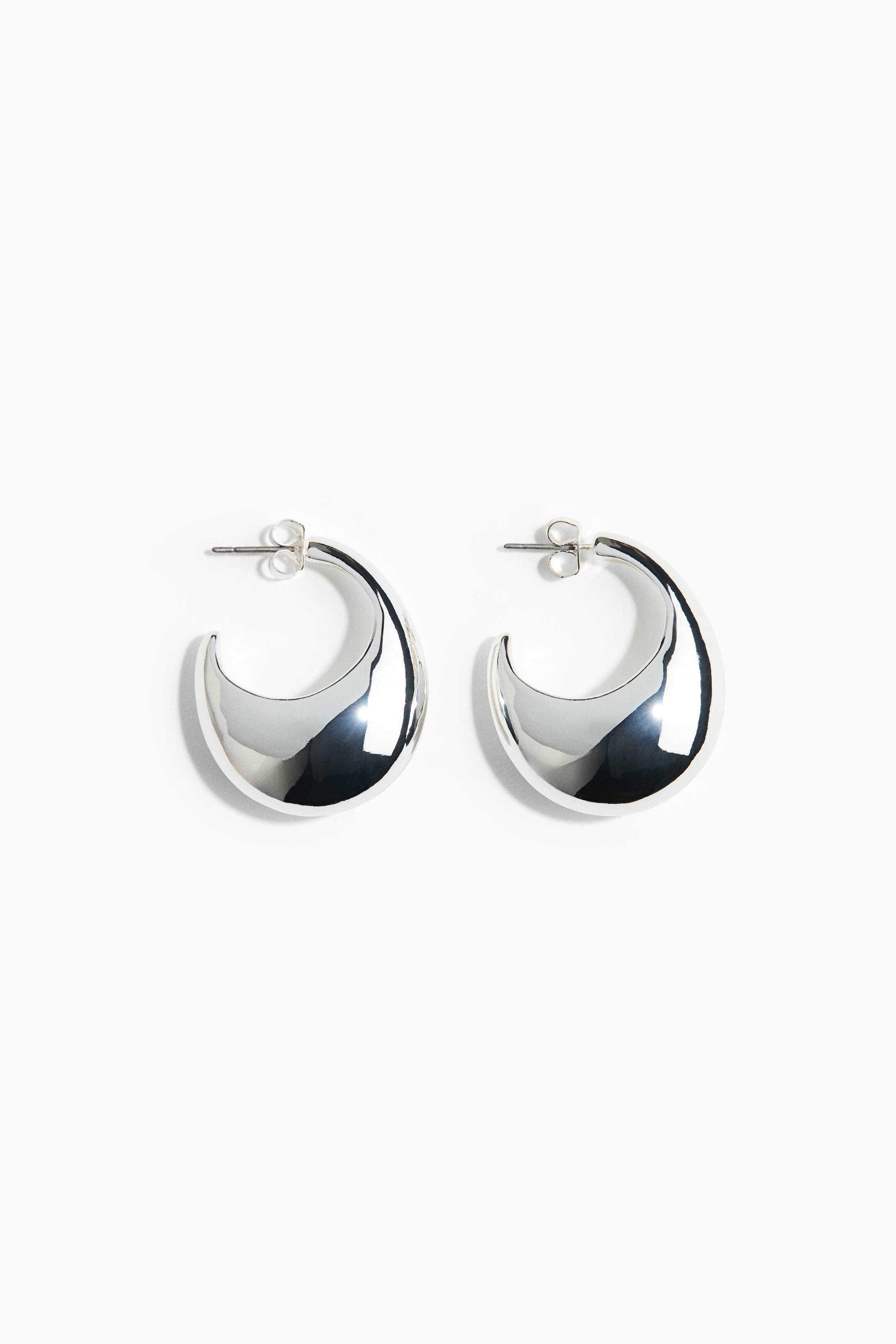 View larger image: Chunky hoop earrings - Silver-coloured - Ladies | H&M 1