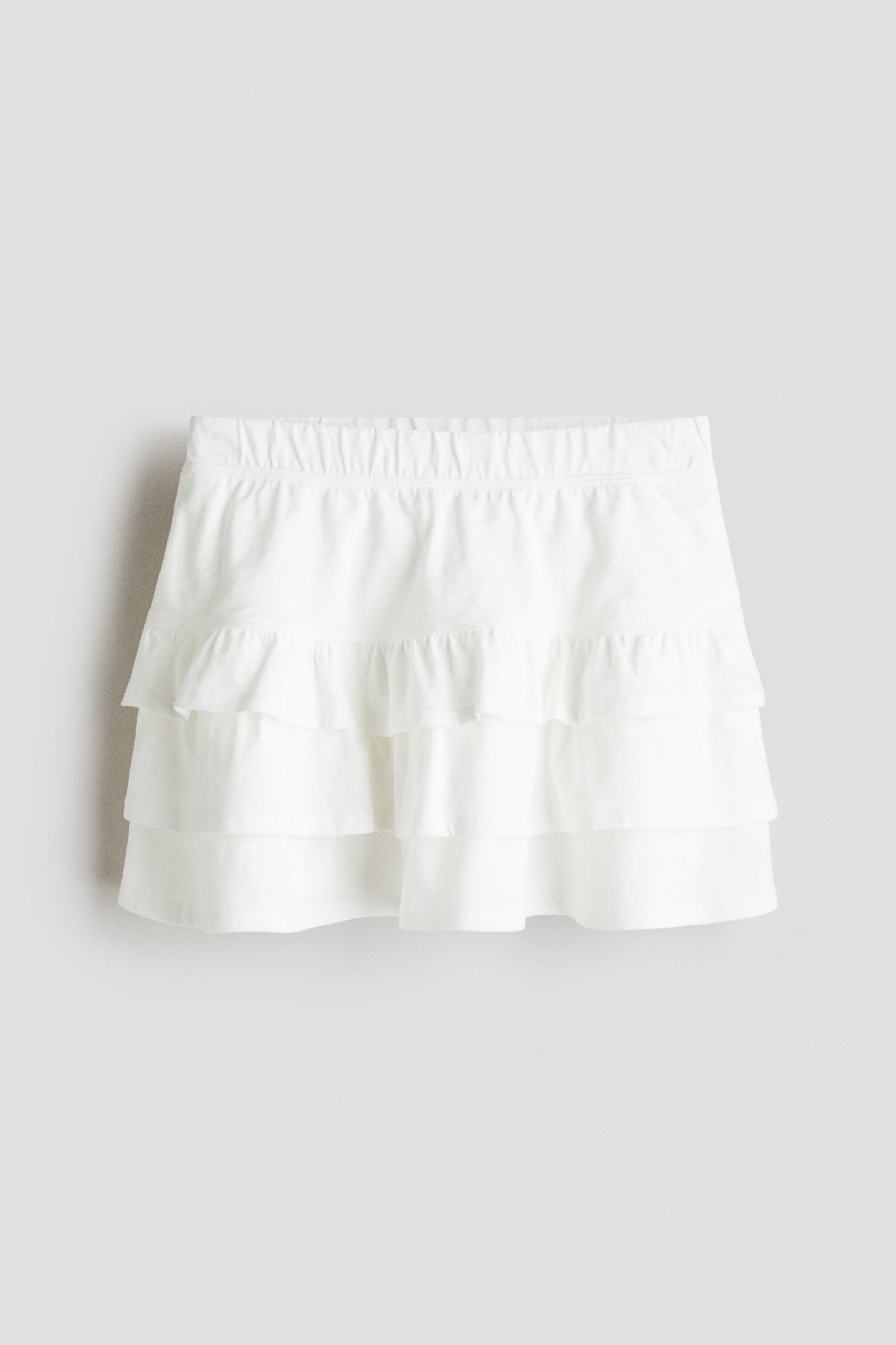 Volangskjørt i trikot - Hvit/Lys tåkeblå/Lys rosa