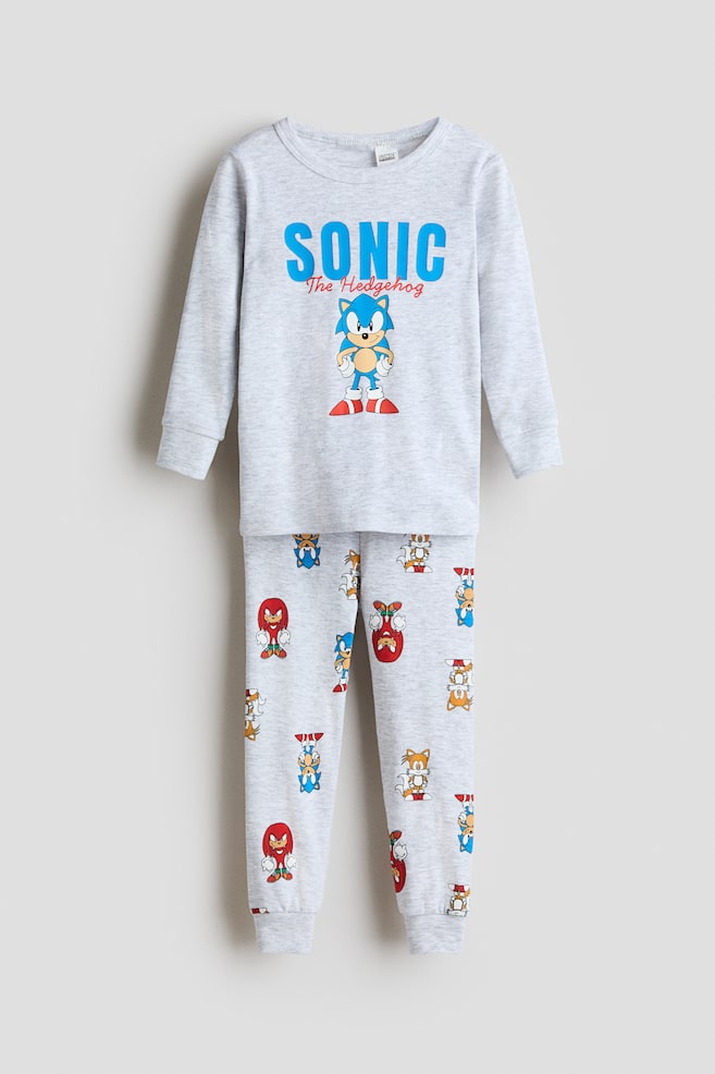 Snug Fit Cotton Jersey Pajamas - Light gray/Sonic the Hedgehog/White/patterned - 1