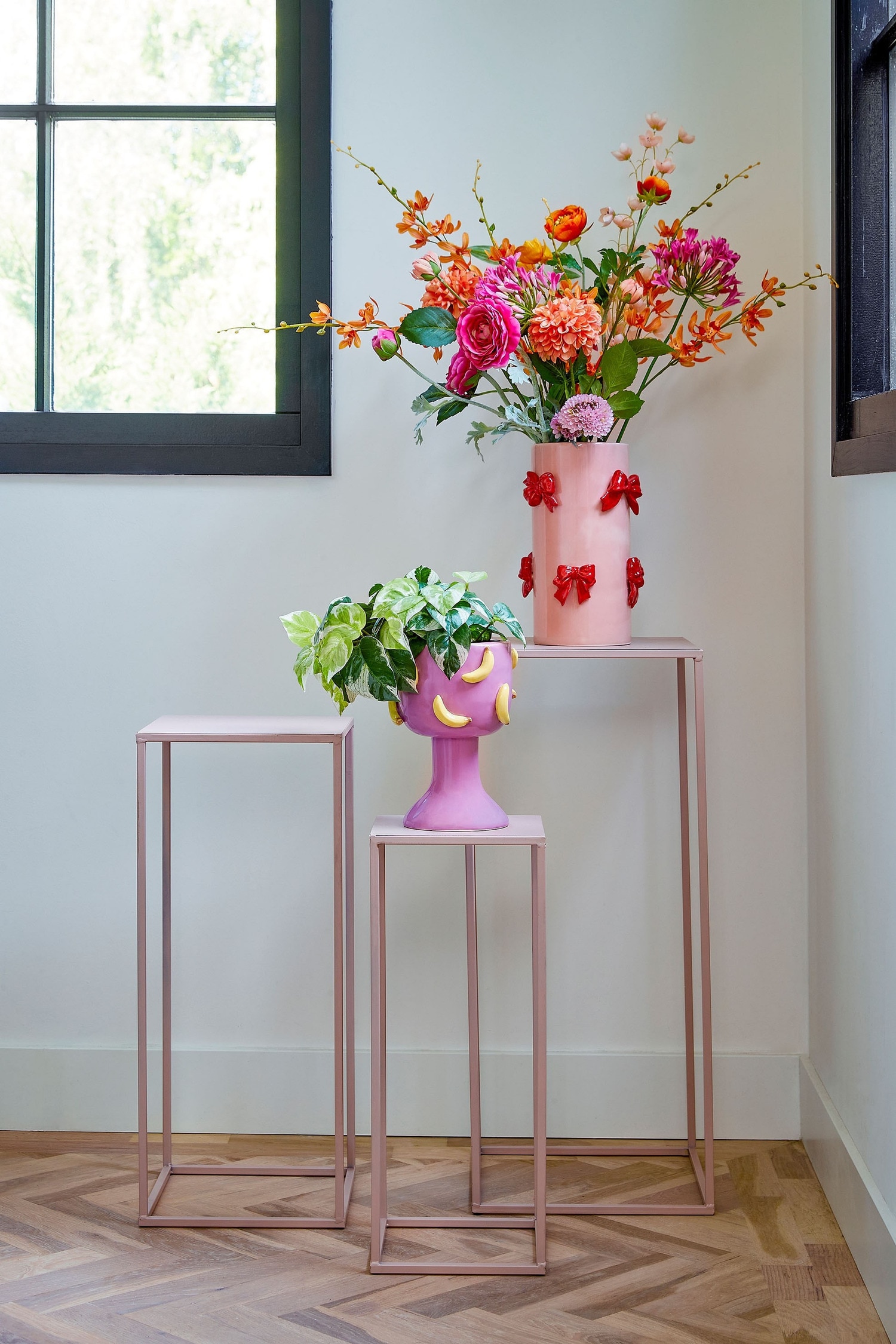 Metalsideborde - Lyserød/Lysegrøn