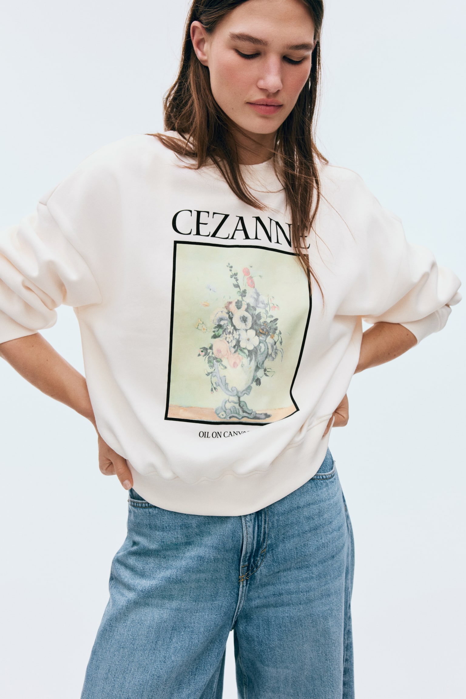 Oversized print-motif sweatshirt - Light beige/Cezanne/Blue/Monet/Pink/Matisse - 1