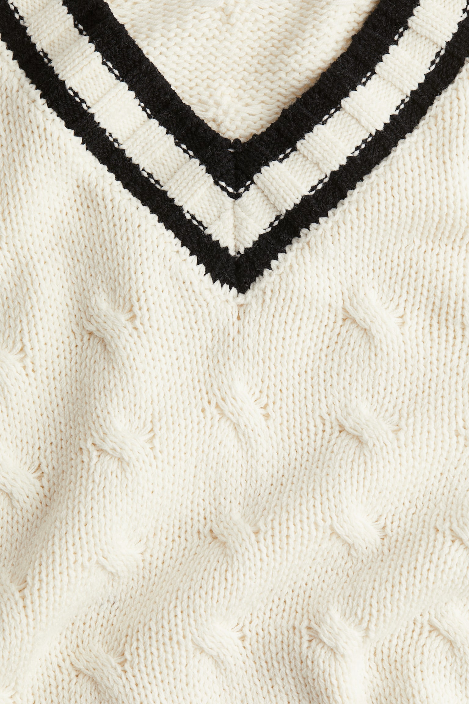 Cable-knit jumper - Cream/Navy blue