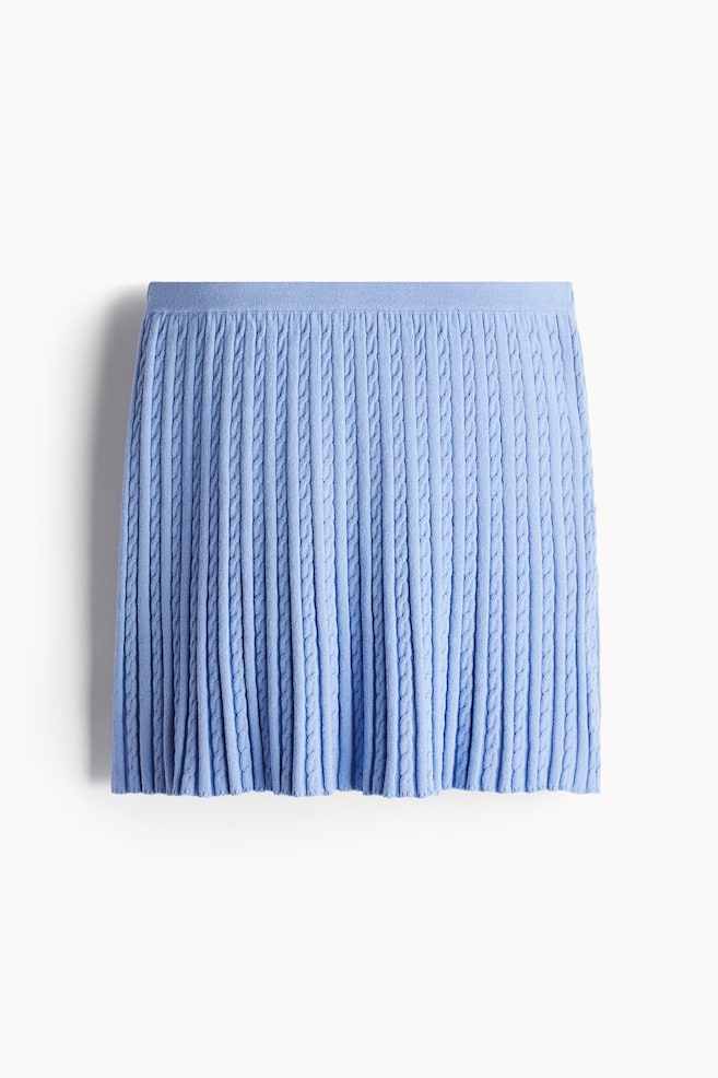 Cable-knit skirt - Light blue/Light yellow - 1
