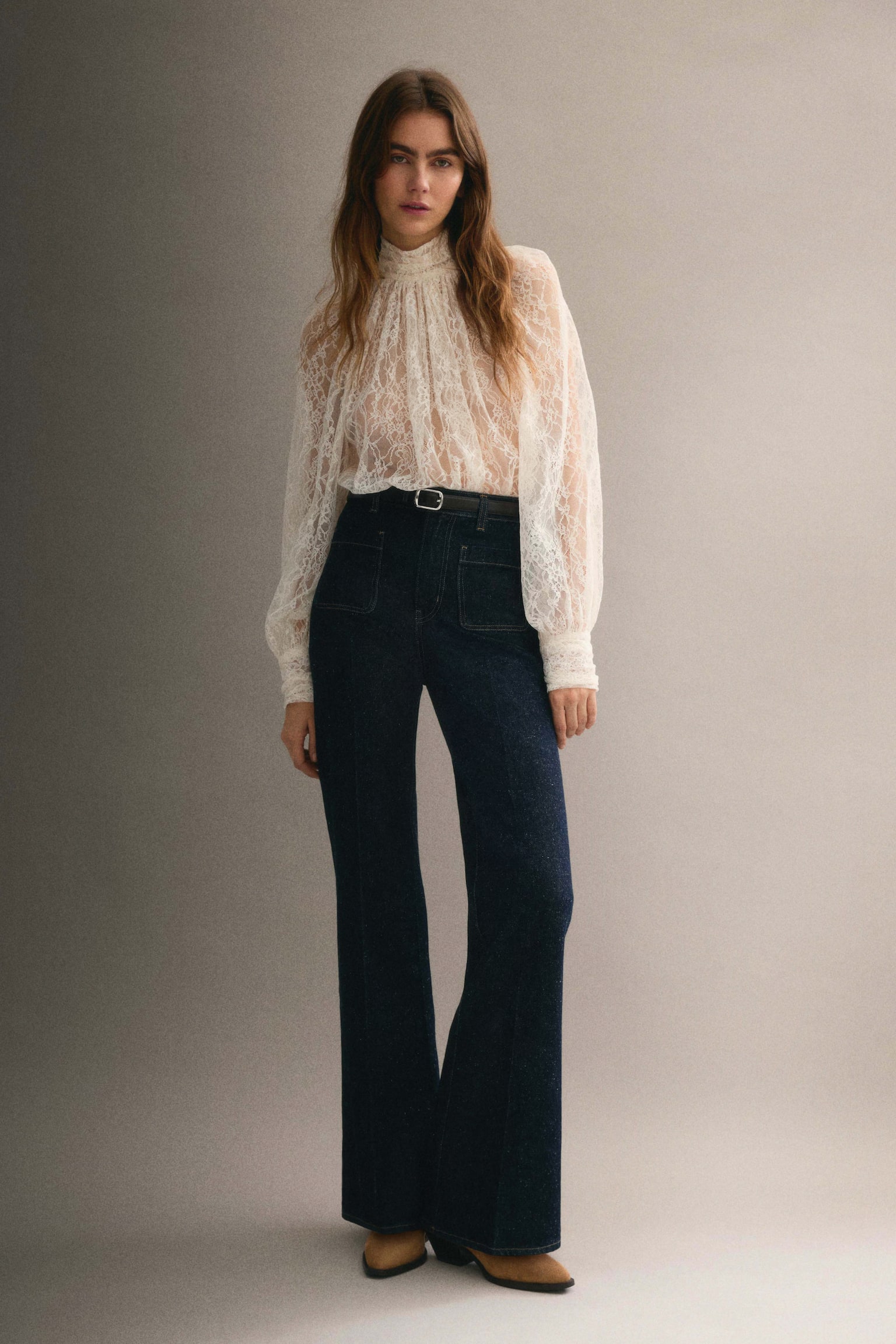 Oversized lace blouse - Cream - 5