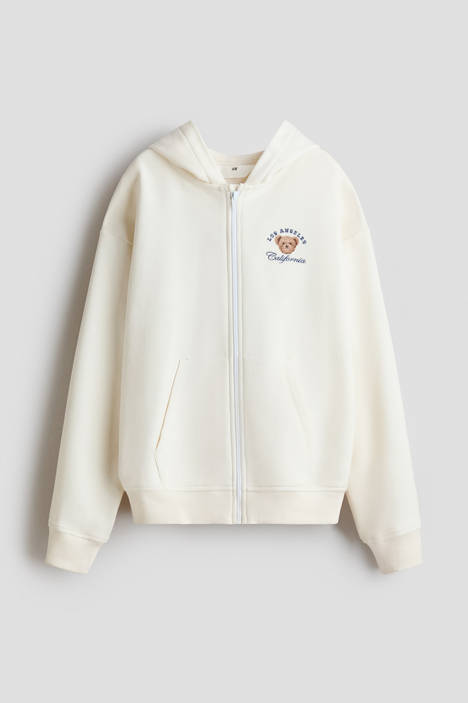 Kangourou à fermeture éclair avec motif brodé - Cream/Teddy bear/Grey marl/93