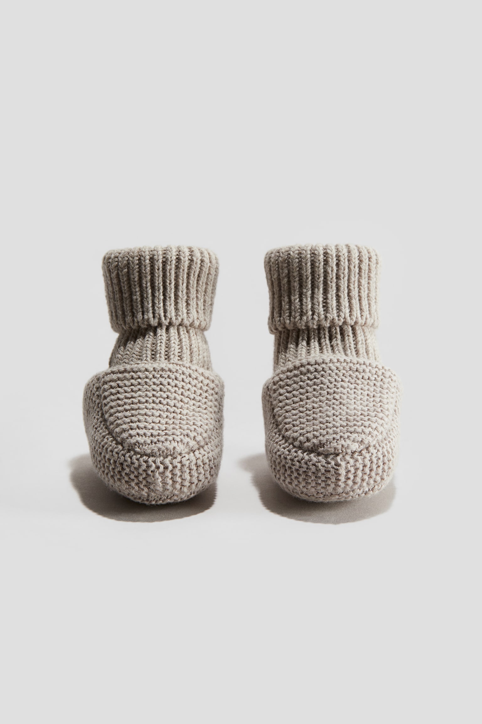 Cotton-knit bootees - Light beige/Light dusty pink - 3