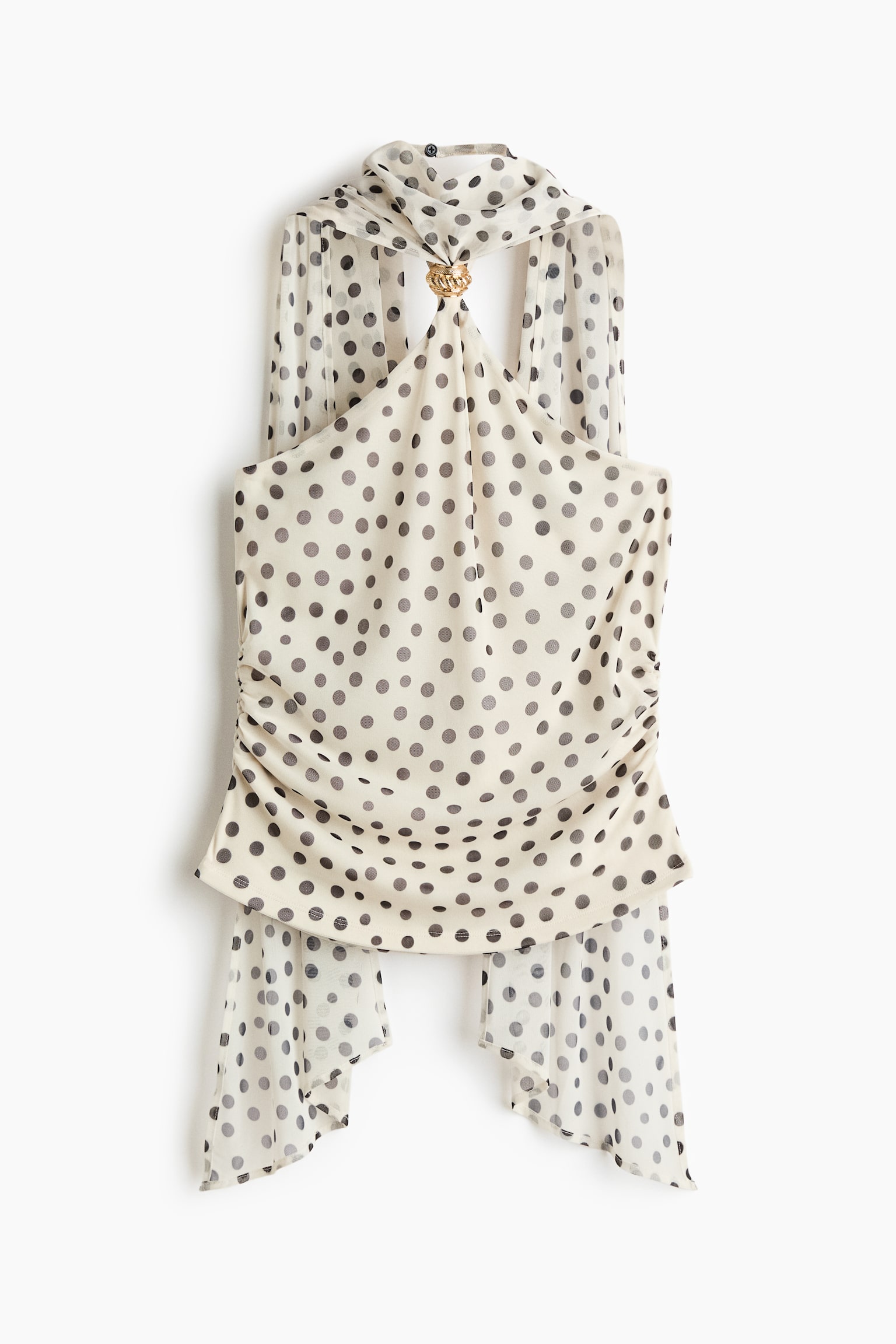 Mesh halterneck top - Cream/Polka dot/Dark brown/Polka dot - 1