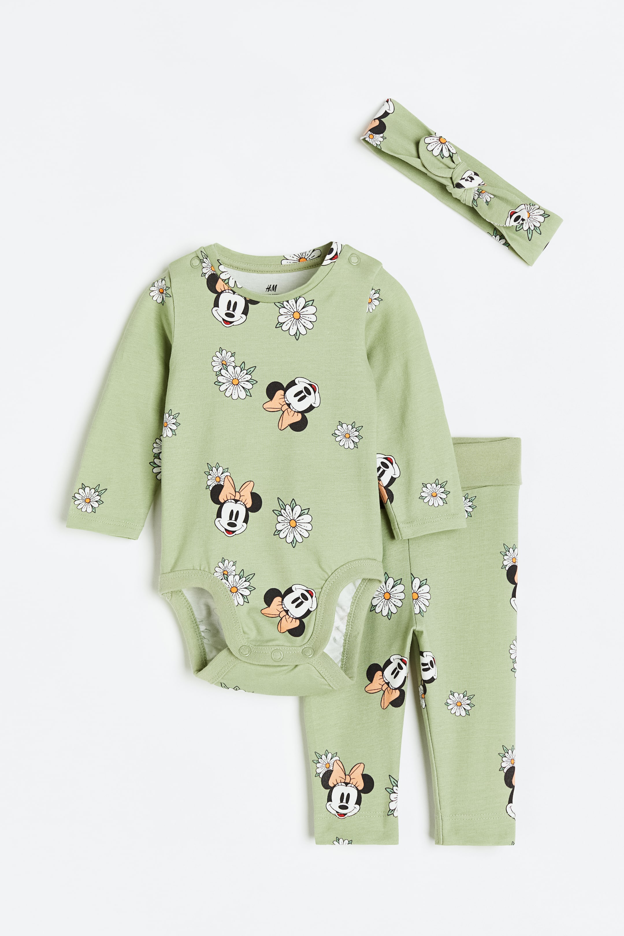Agrandir l'image: Ensemble 3 pièces en jersey imprimé - Vert clair/Minnie - ENFANT | H&M FR 1