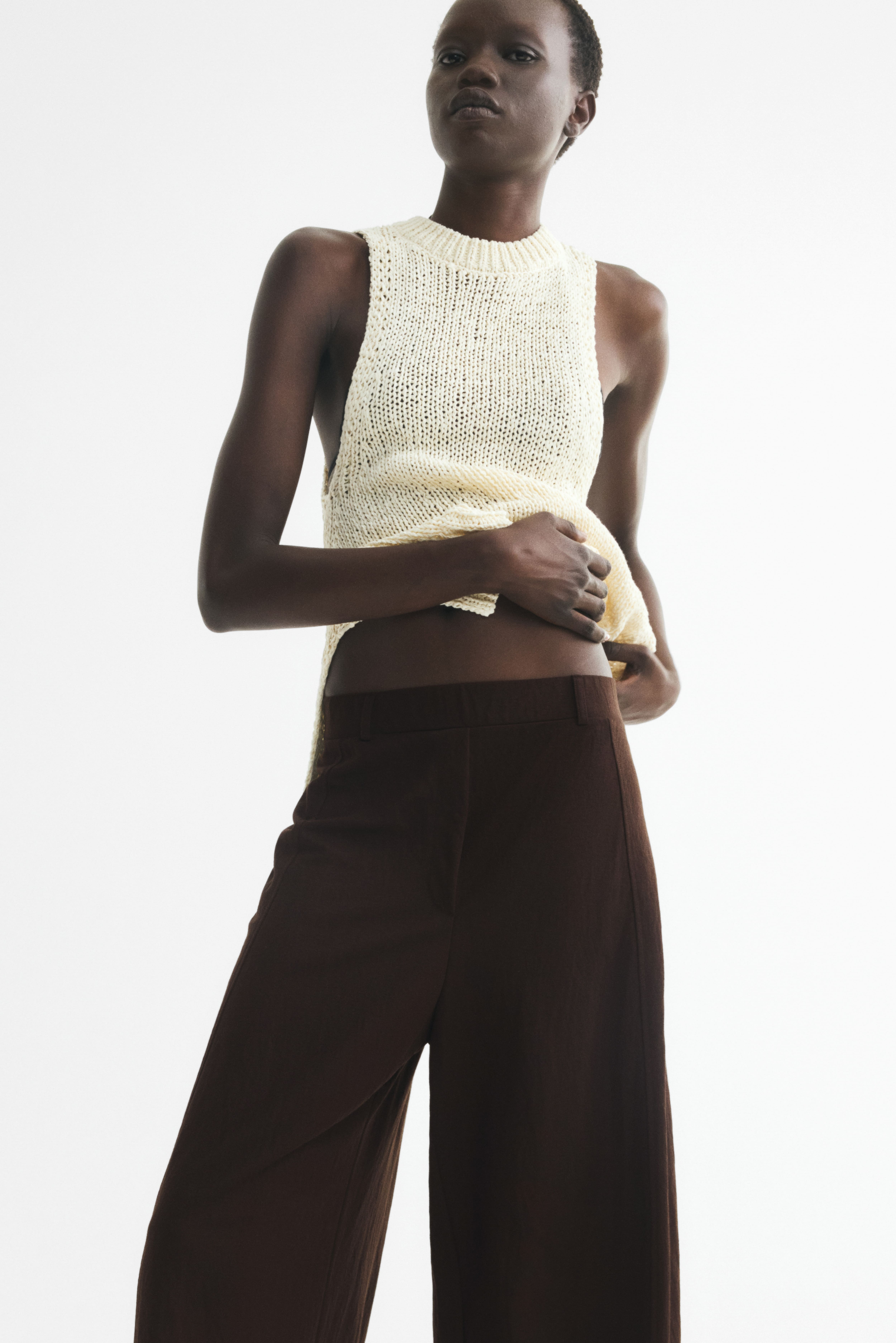Viscose-Blend Barrel-Leg Pants
