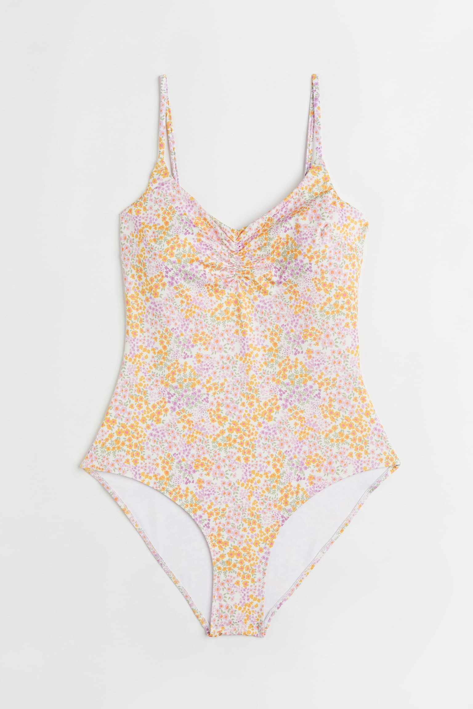 Padded-cup swimsuit - Cream/Floral - 1
