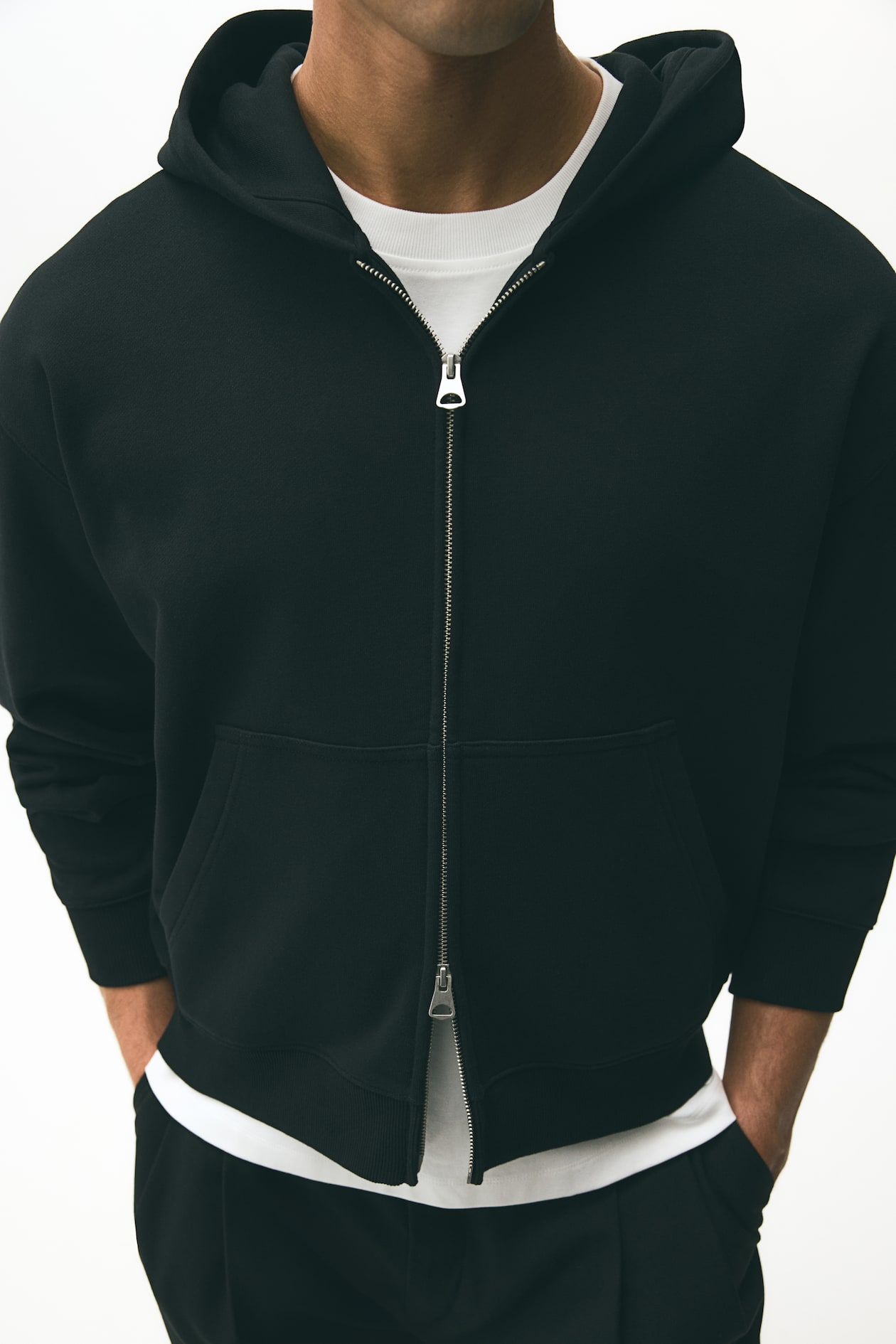 Boxy Loose Fit Hooded Jacket Black Men H M PH boxy-loose-fit-hooded-jacket-black-men-h-m-ph