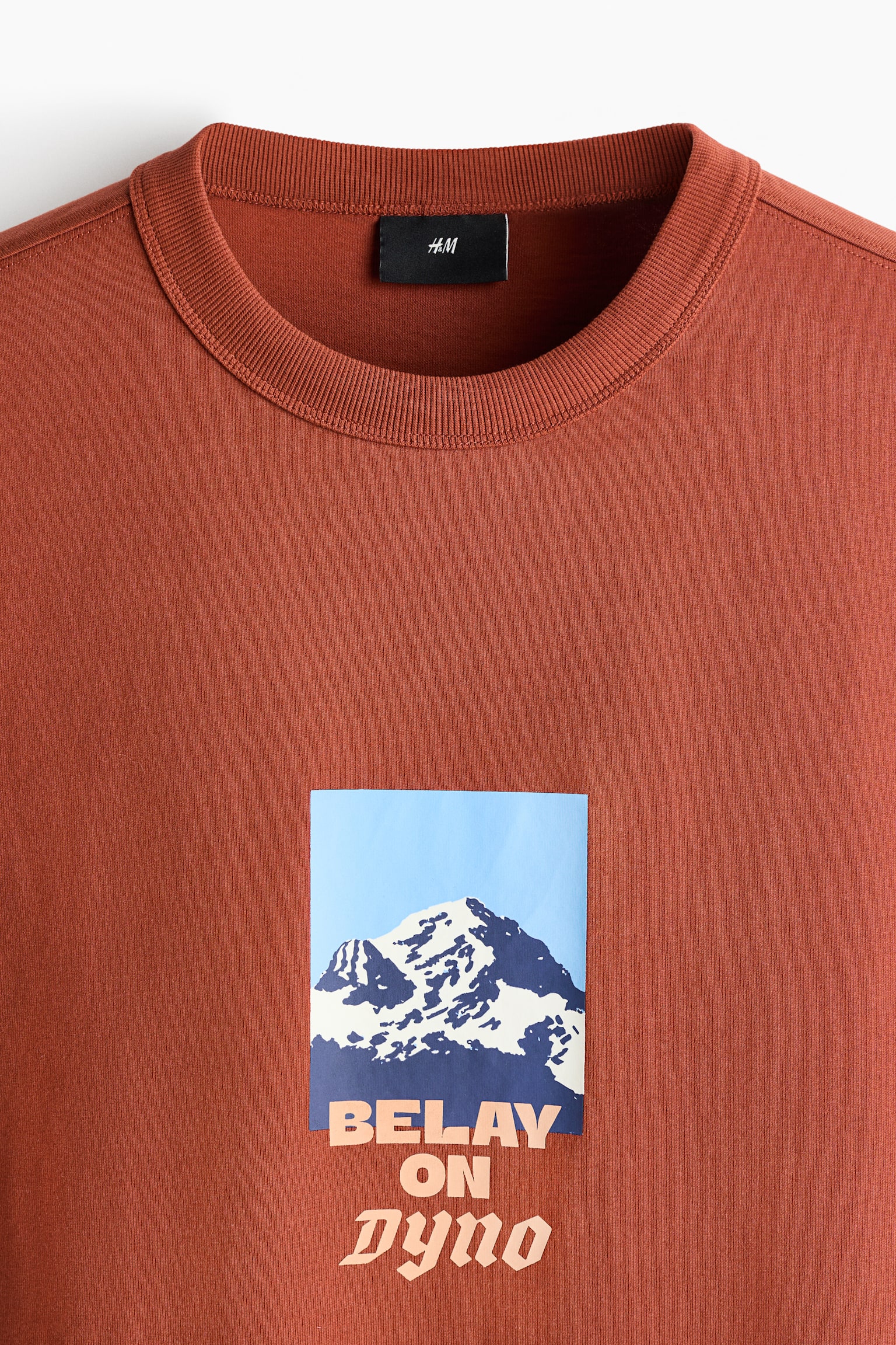 Loose Fit Printed Cotton T-shirt - Rust brown/Belay On Dyno/White/Challenge/Black/Go Outside - 4
