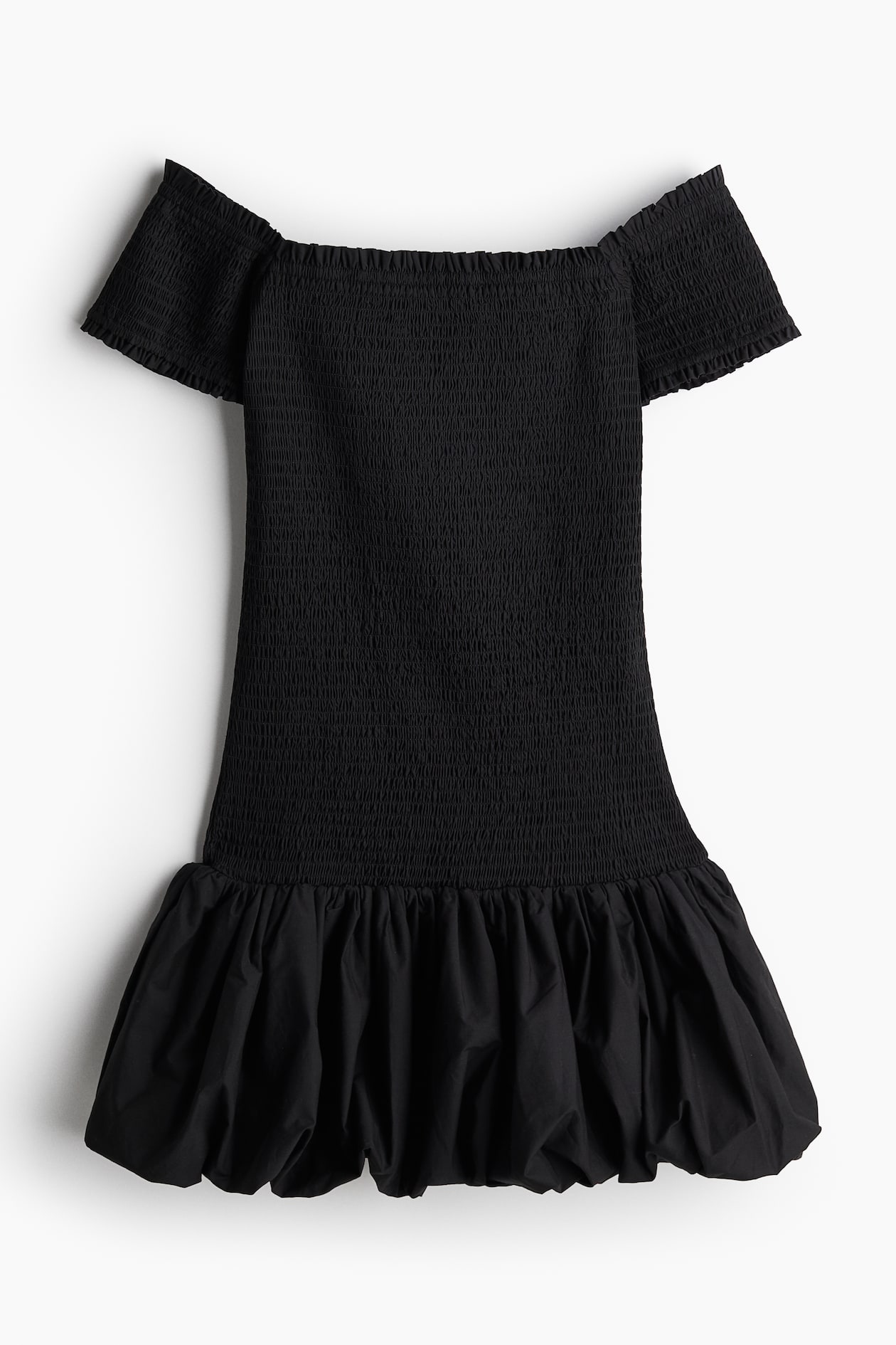 Women's Black Smocked off-the-shoulder dress