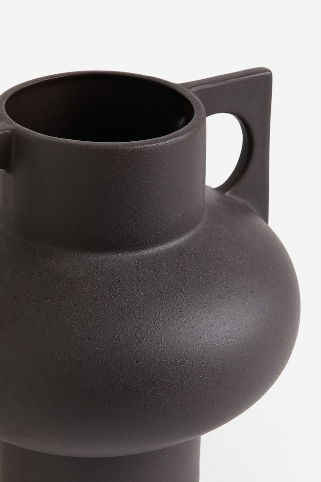 Large stoneware vase - Dark brown/White - 2