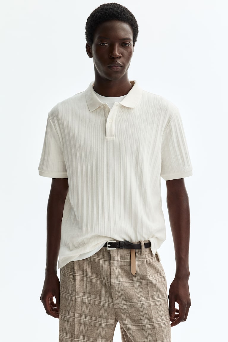 Polo majica od reljefnog žerseja Slim Fit