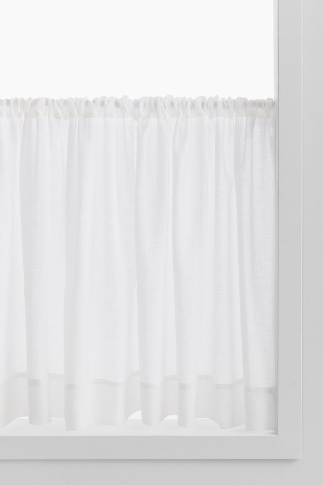 Linen-blend café curtain - White/Beige - 1