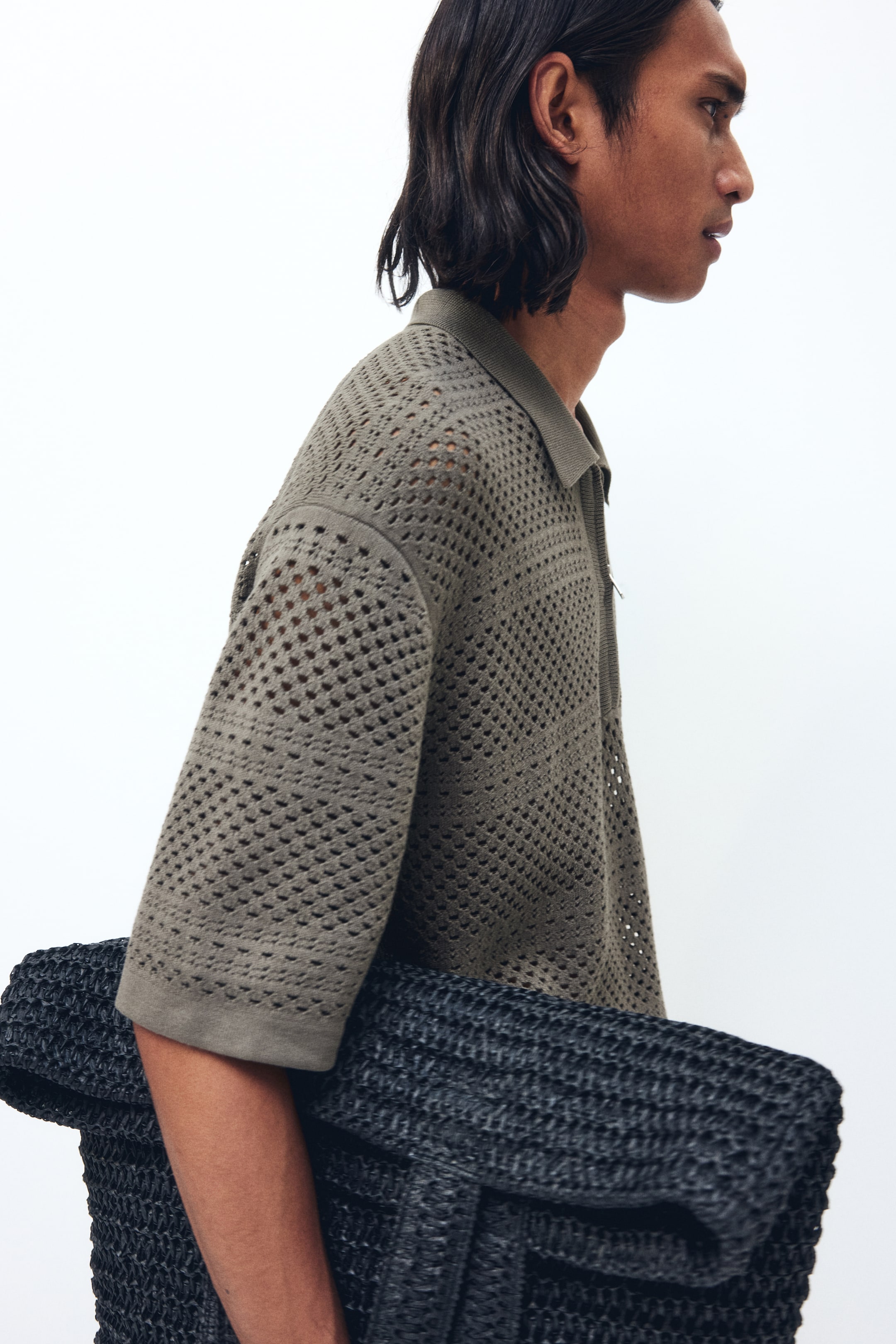 Polo décontracté en tricot ajouré