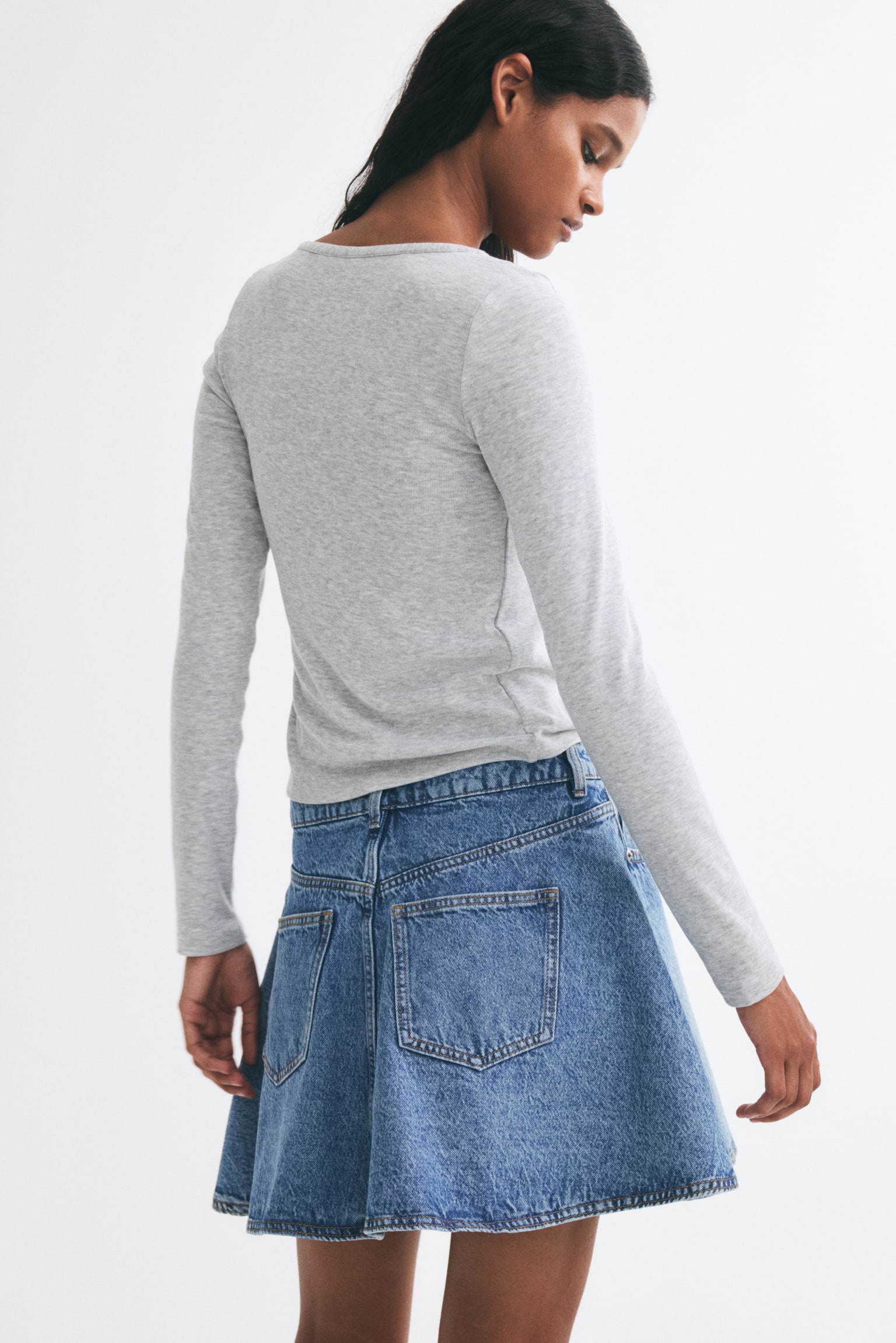 Женский комплект H&M 2-Piece Cardigan and Top Set, цвет: Светлый серый меланжевый — фото 4