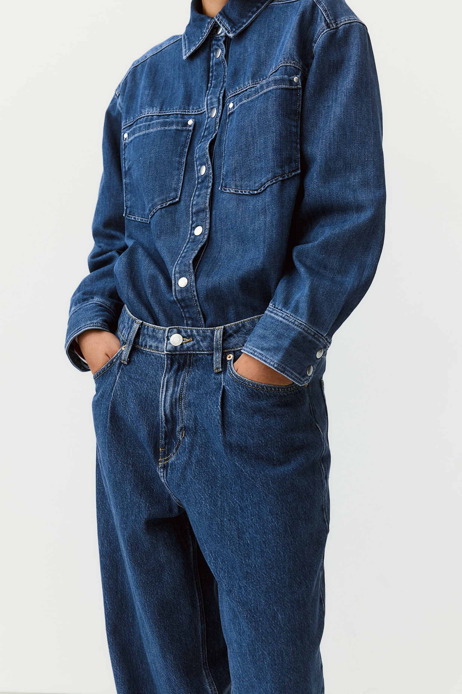 Wide denim trousers - Denim blue/Dark denim blue/Black/Washed out - 7