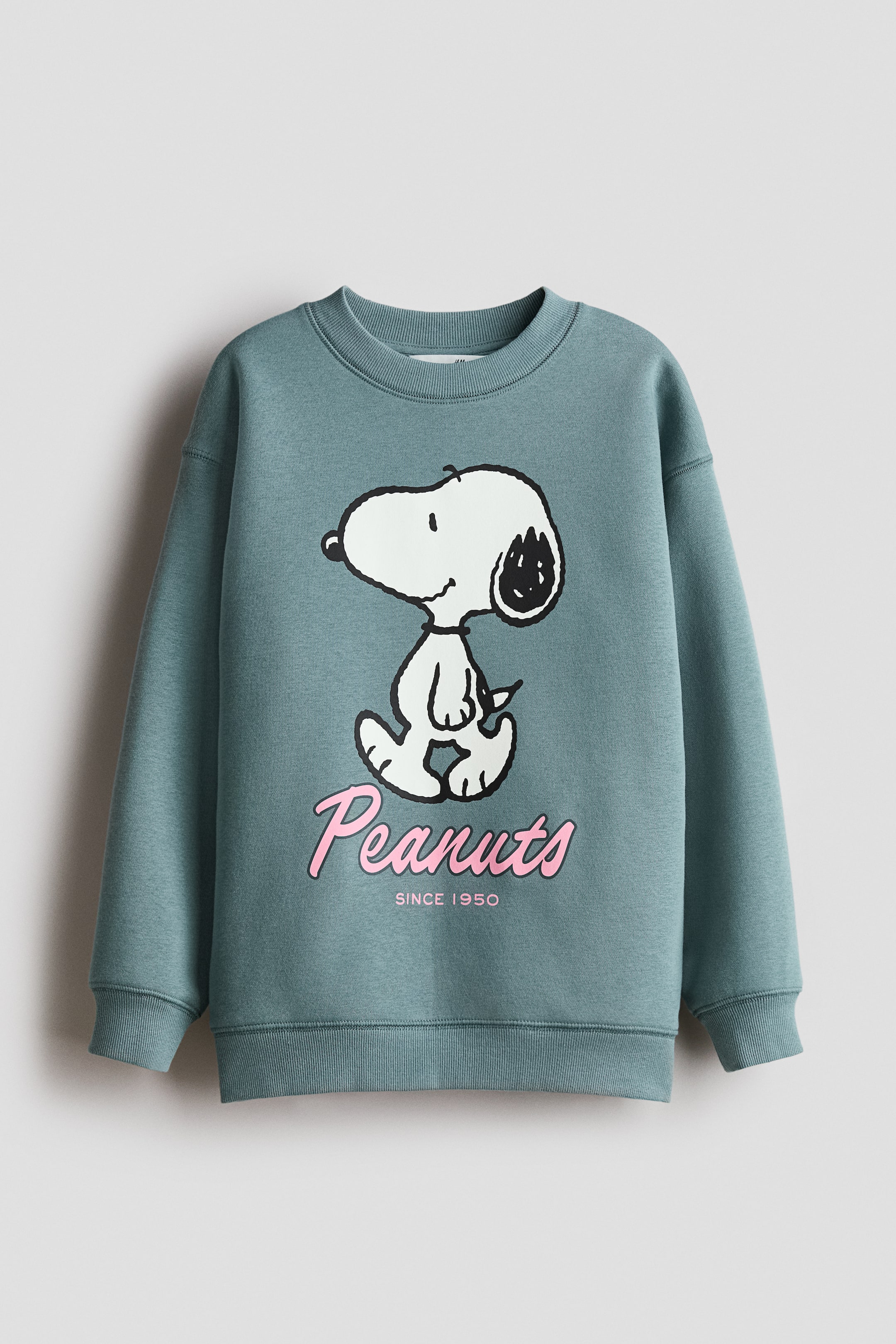 View larger image: Oversized Sweatshirt with Printed Motif - Dusty turquoise/Snoopy - Kids | H&M US 1