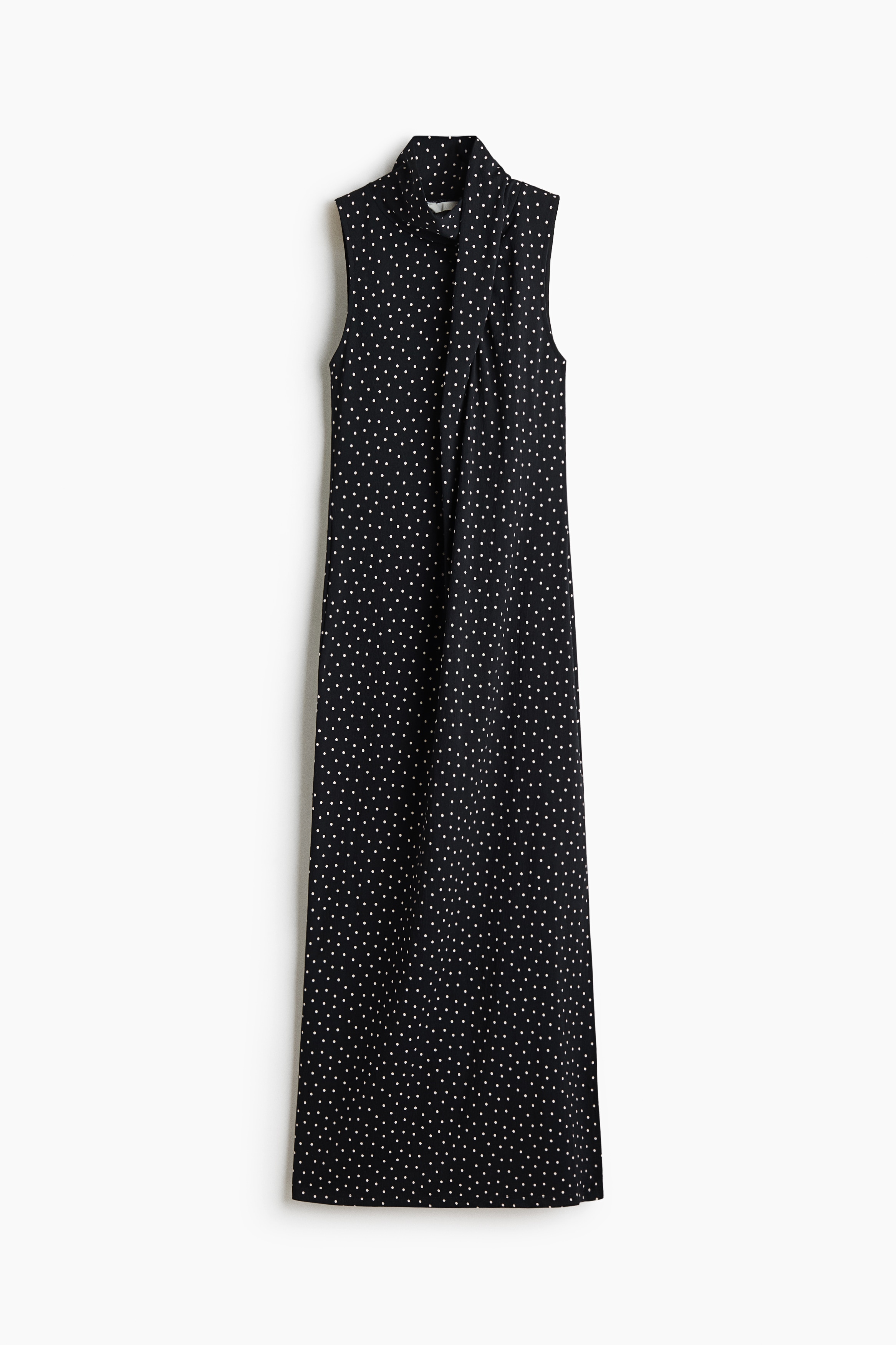 Wrap-Detail Dress - Black/polka dot/Dark red