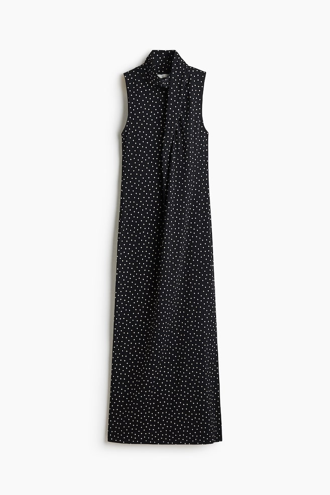 Wrap-Detail Dress - Black/polka dot/Dark red - 1