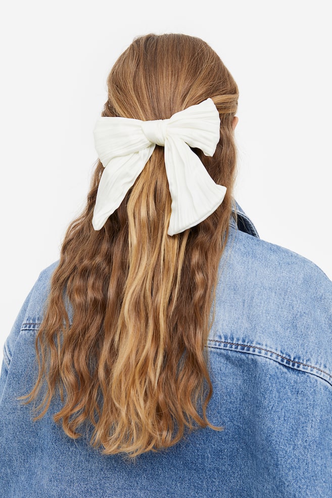 Bow-detail hair clip - White - 1