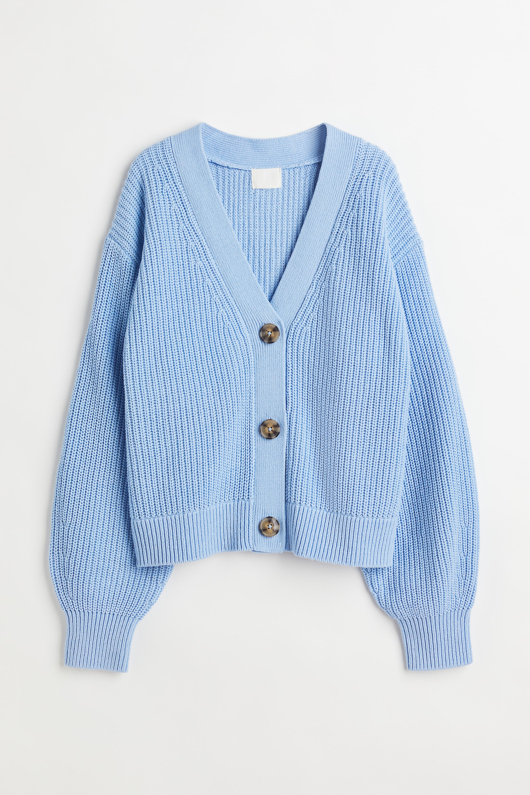 Rib-knit Cardigan - V-neck - Long sleeve - Light blue - Ladies | H&M US