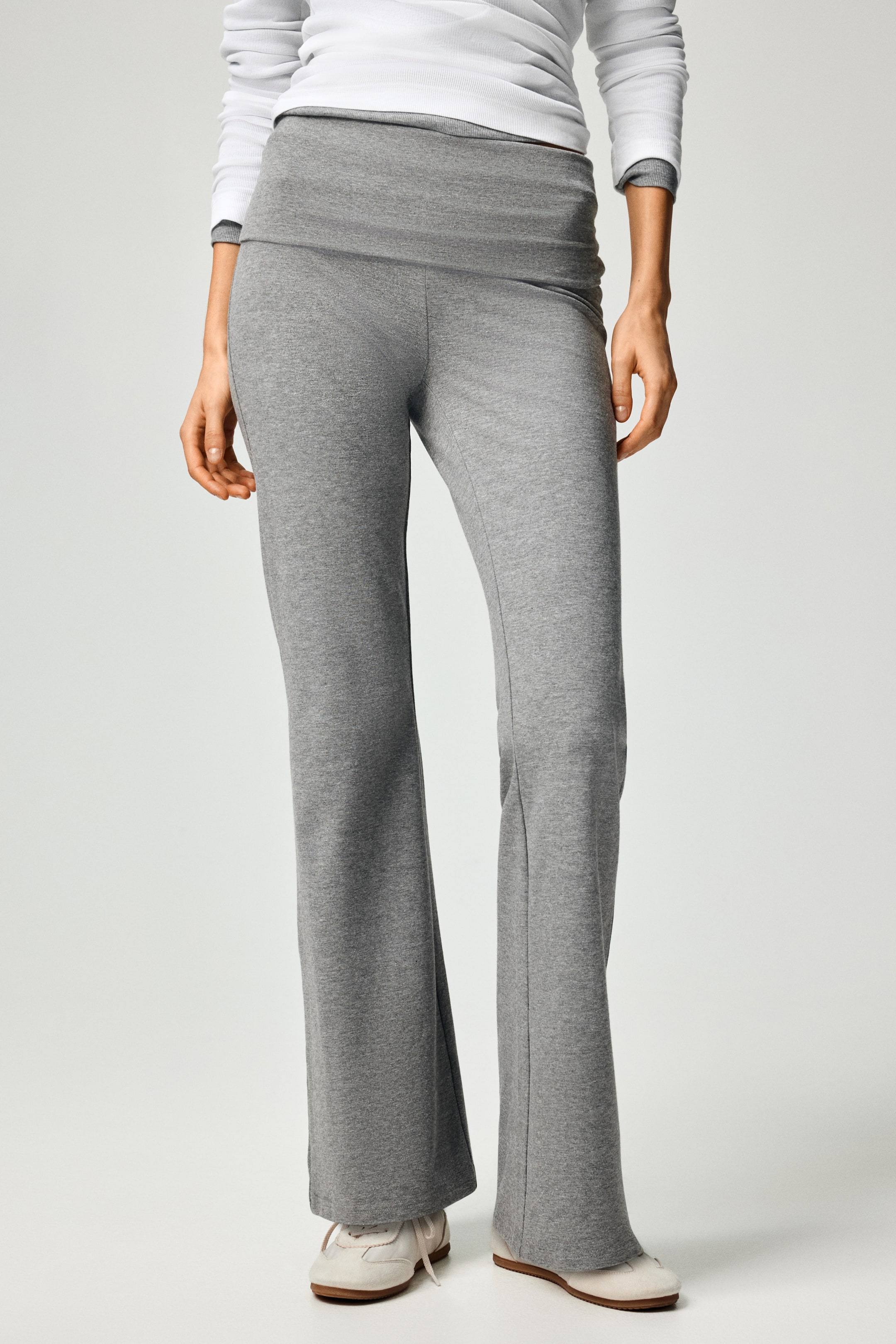 Foldover-Waist Cotton Pants