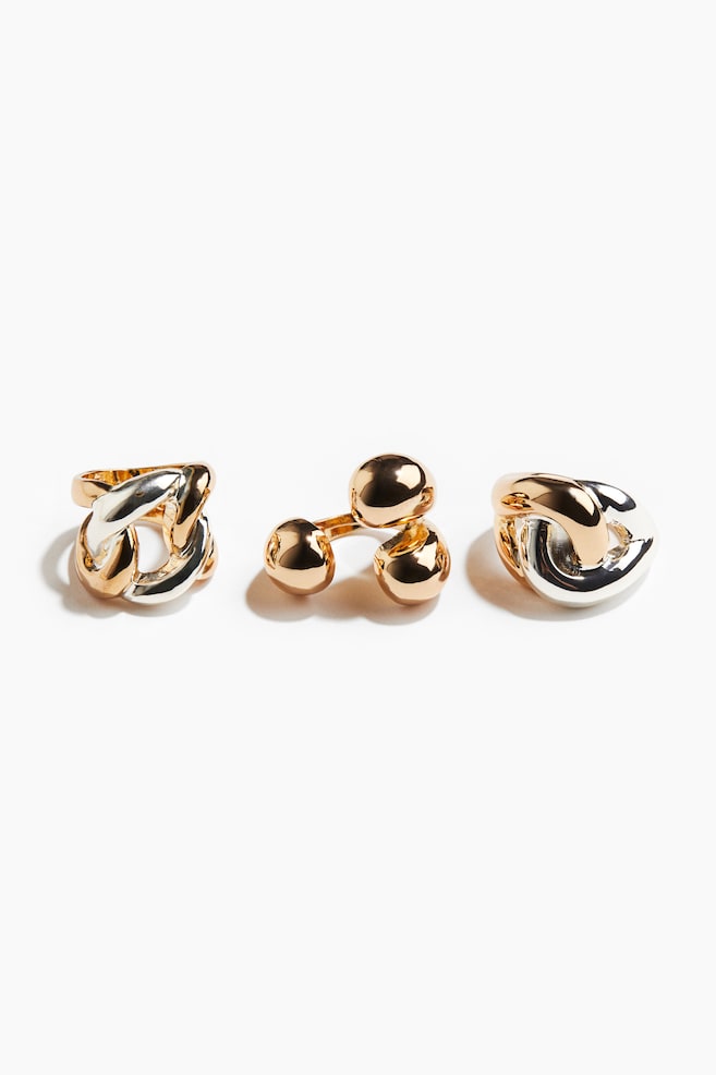 3-Pack Rings - Gold-colored/silver-colored - 1