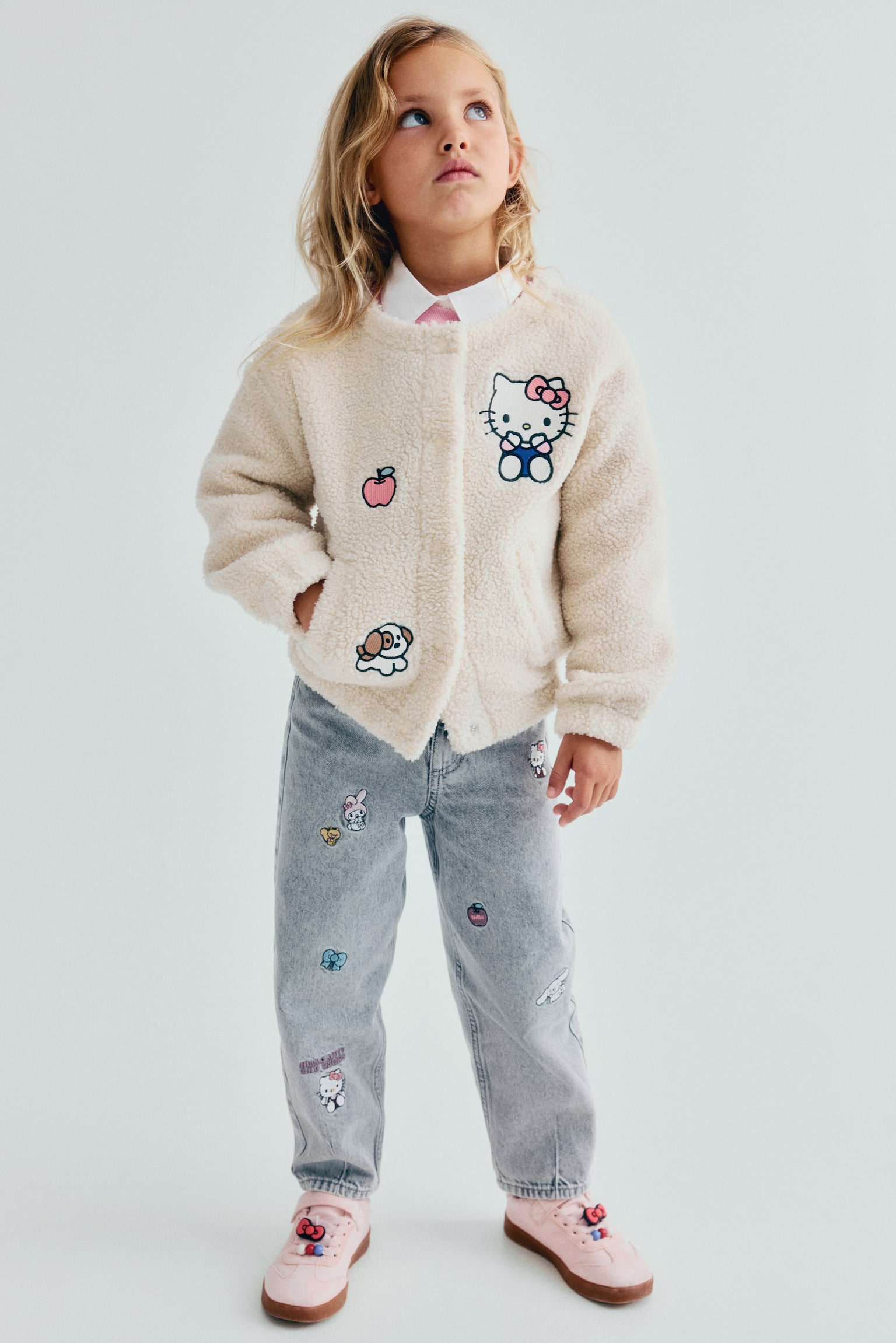 Детская куртка H&M Patch-Detail Teddy Fleece, цвет: Светлый бежевый — фото 3