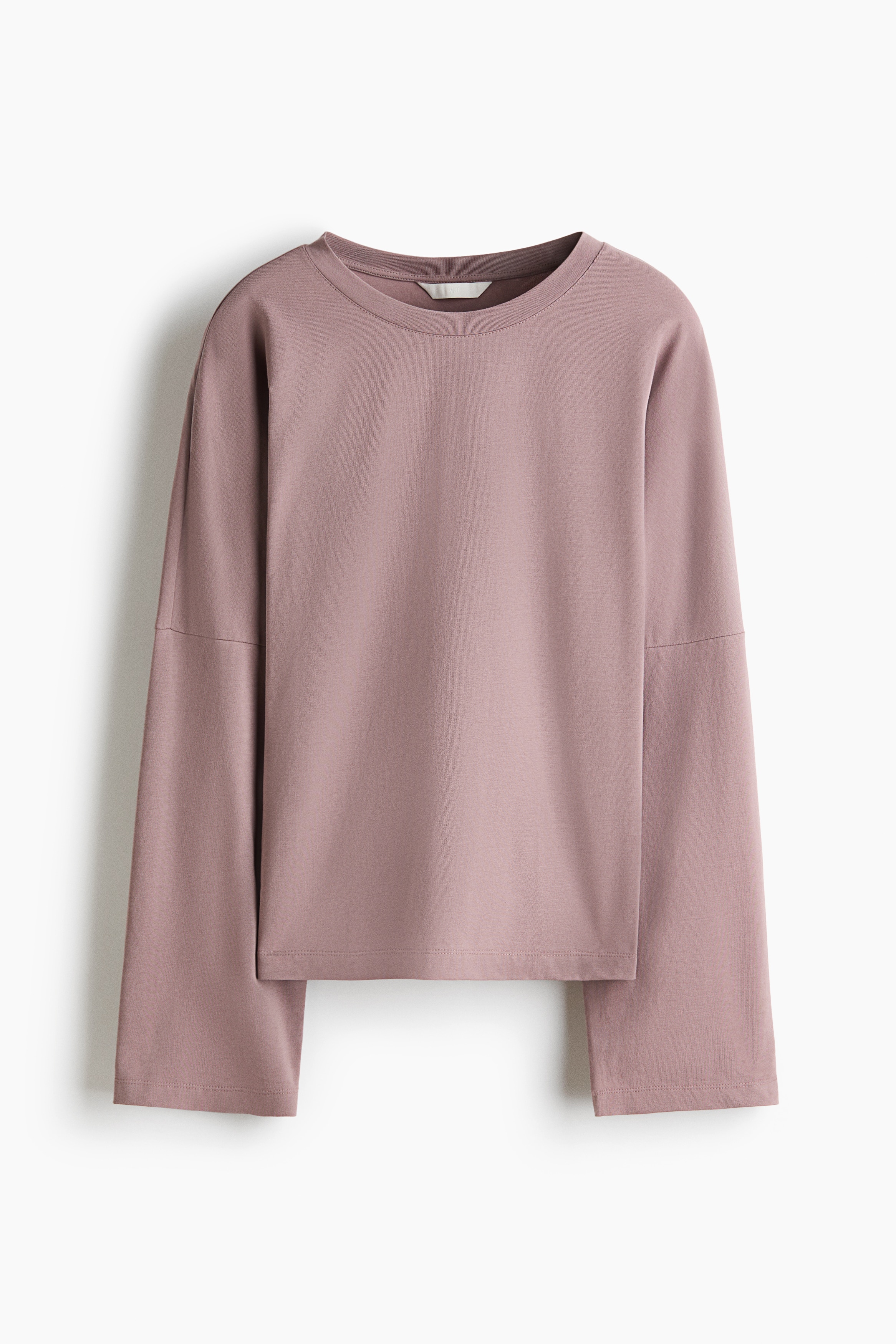 Long-Sleeved Cotton Top - Dusty purple/Black/Cream