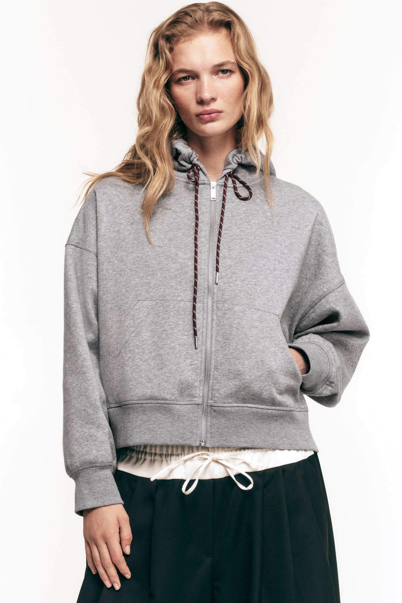 Zip-through hoodie - Grey marl - 4