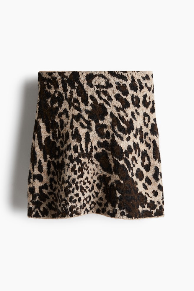 Rock aus Jacquardstrick - Beige/Leopardenprint - 1