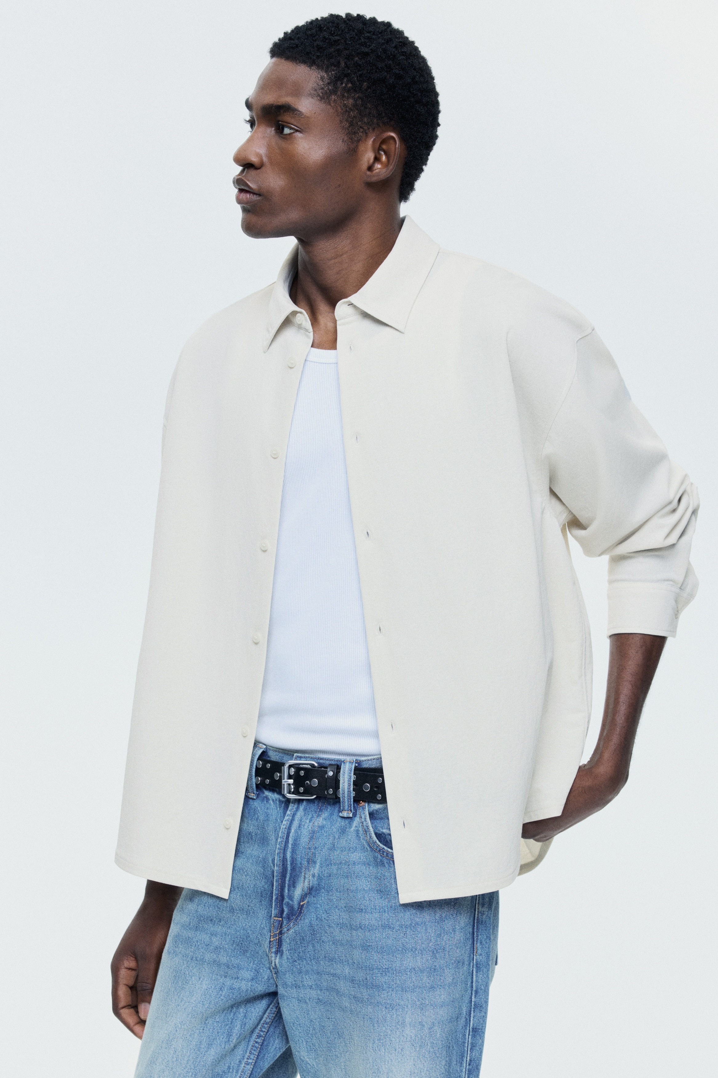 Chemise Loose Fit - Beige clair/Marron