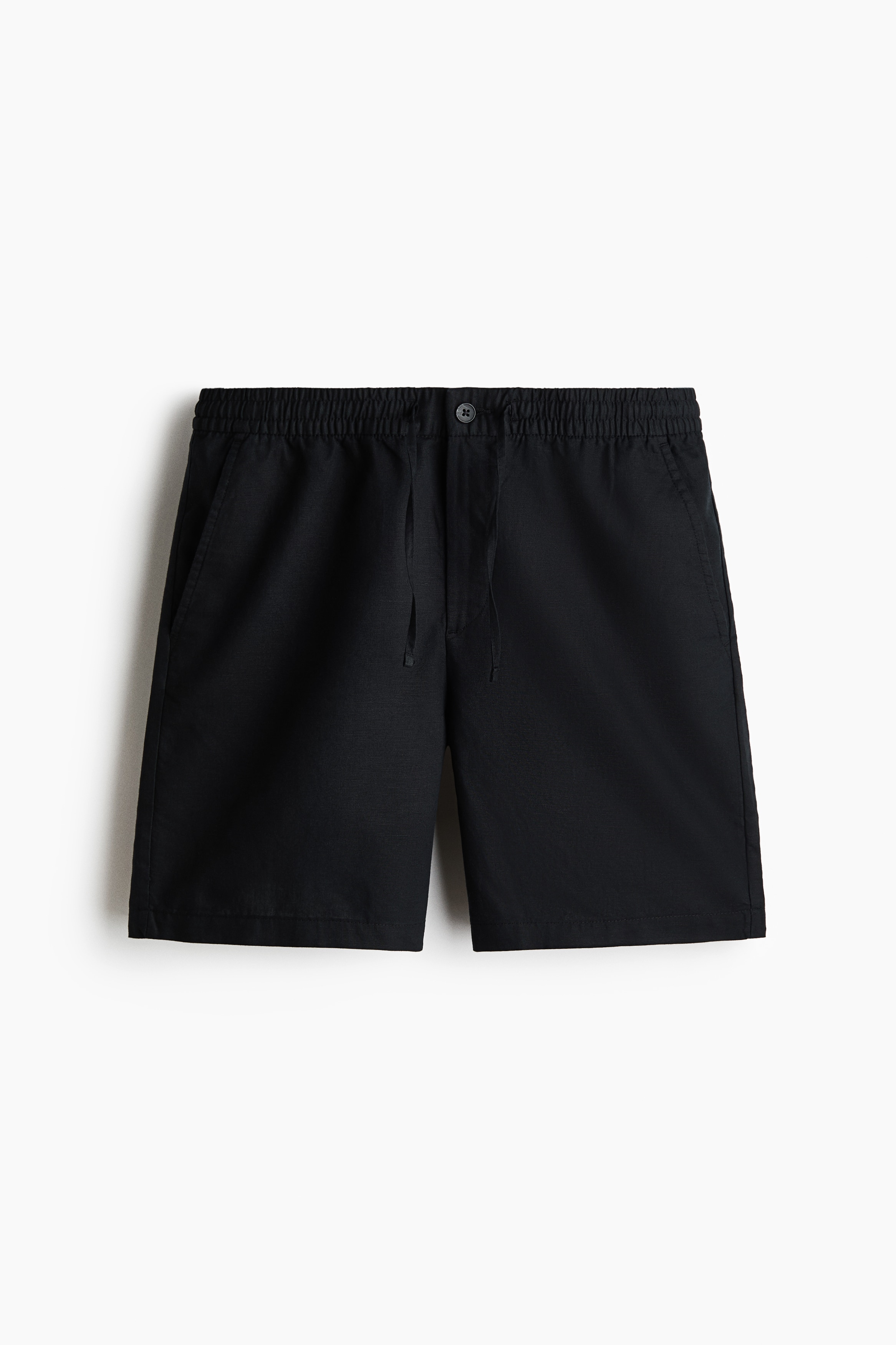 Quần short linen pha Regular Fit - Màu đen/Màu trắng/Màu hồng đậm