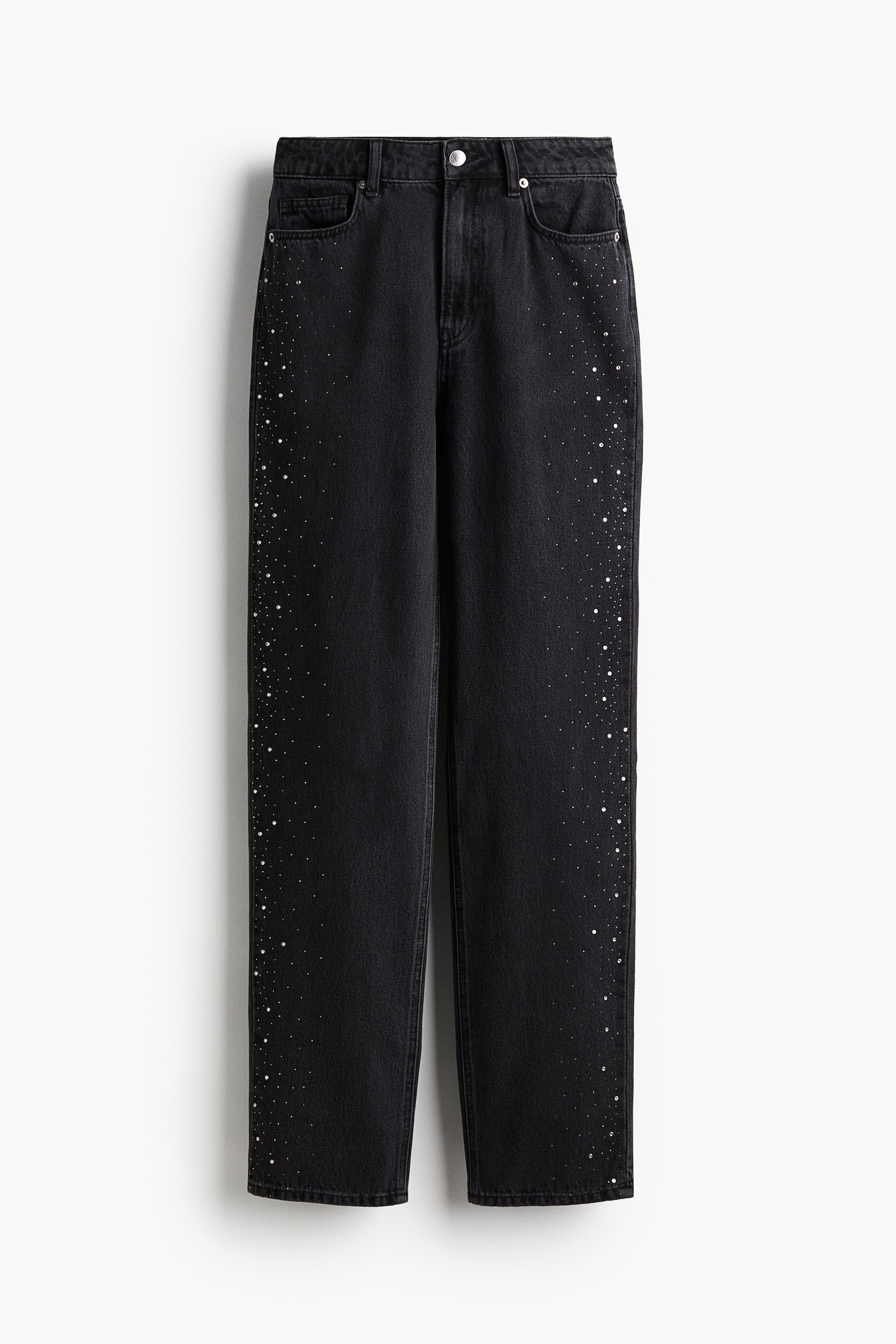 Rhinestone-embellished jeans - Dark grey - Ladies | H&M GB 4