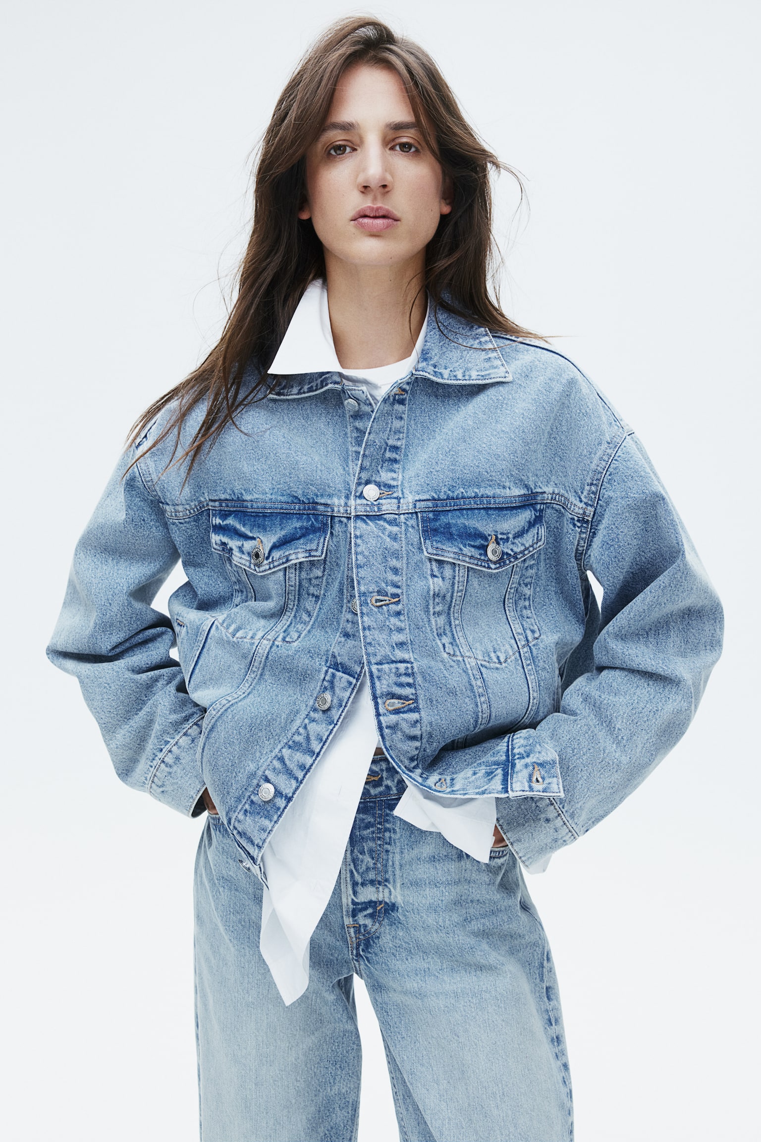 Oversized denim jacket - Light denim blue/Dark denim blue/Denim blue/Black - 6