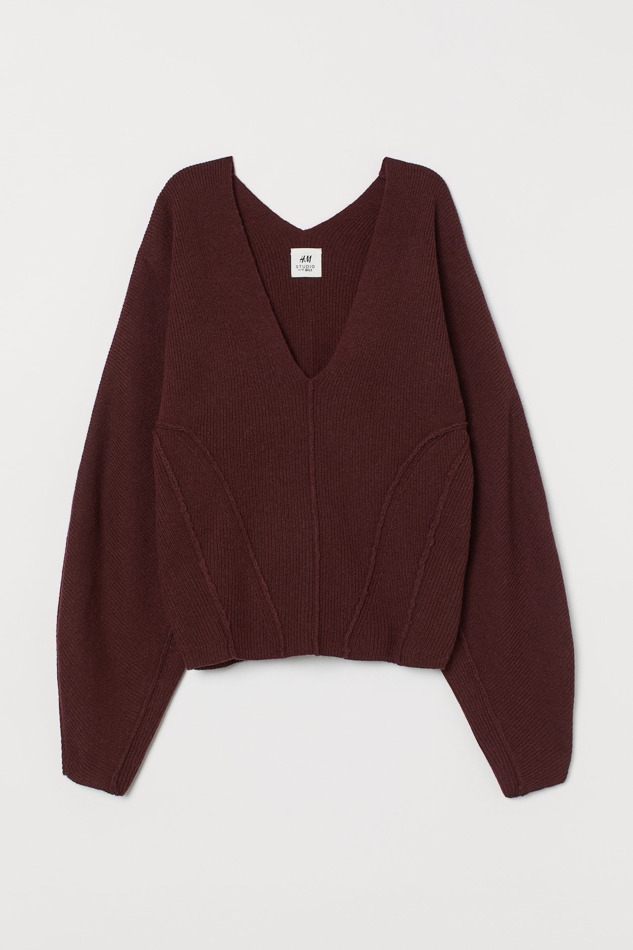 V-neck Cashmere-blend Sweater - V-neck - Long sleeve - Burgundy ...