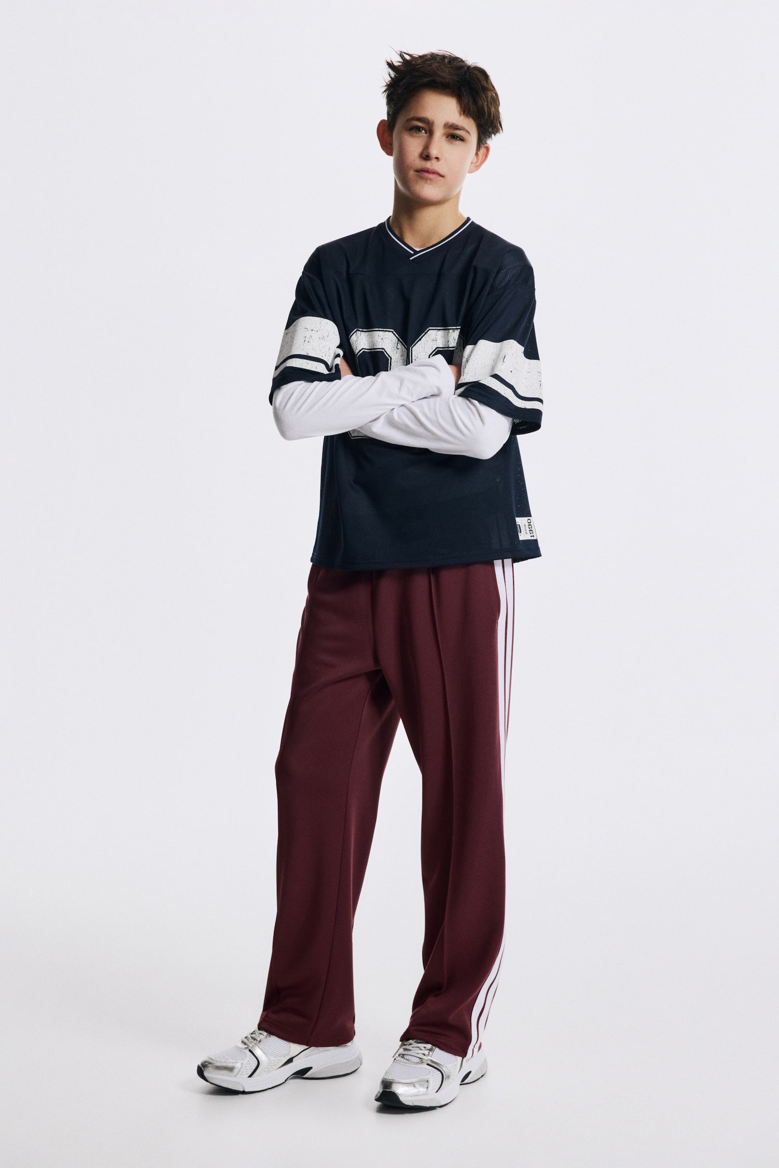 Loose Fit Track pants with DryMove™ - Burgundy/Dark blue - 1