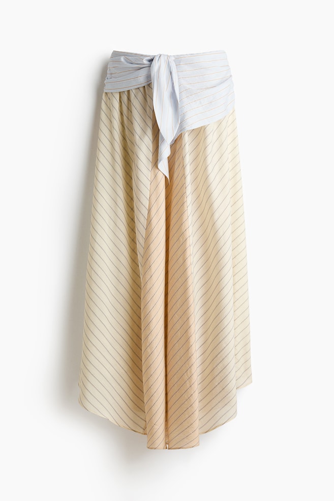Tie-detail bandeau dress - Pale yellow/Striped - 1