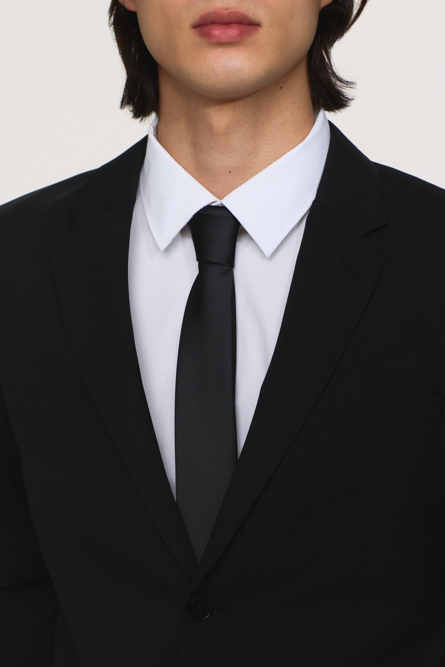 חולצה לגיהוץ קל Regular Fit - לבן/שחור - 3