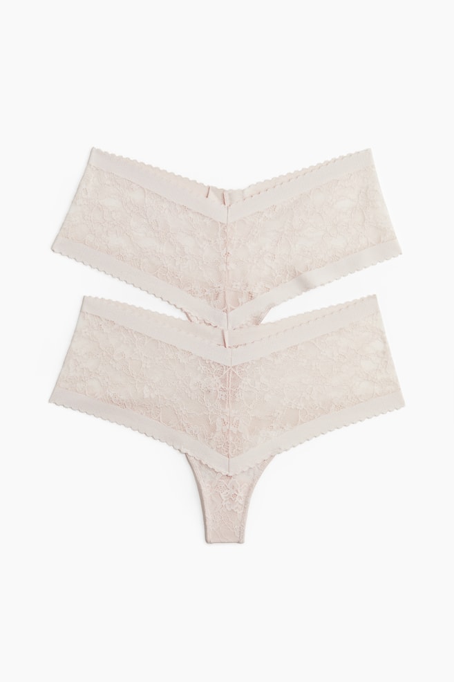 2-pack lace thong briefs - Powder pink - 1