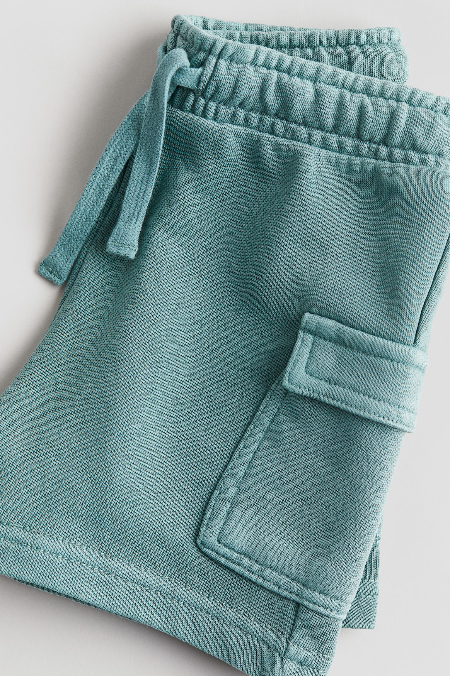 Washed Look Sweat Cargo Shorts - Turquoise/Brown/Dark grey - 2