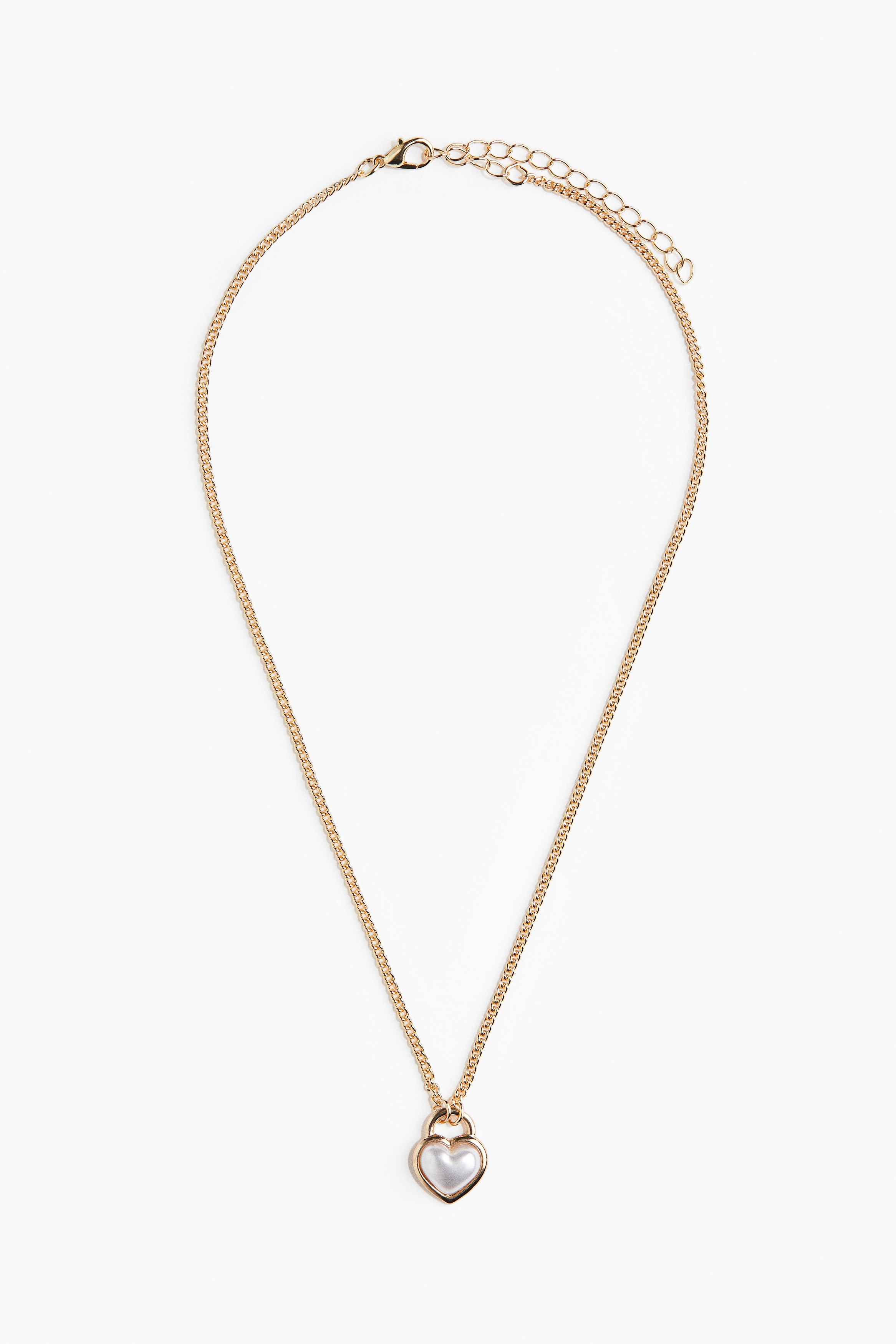 Halsketting met hartvormig hangertje - Gold-coloured/White