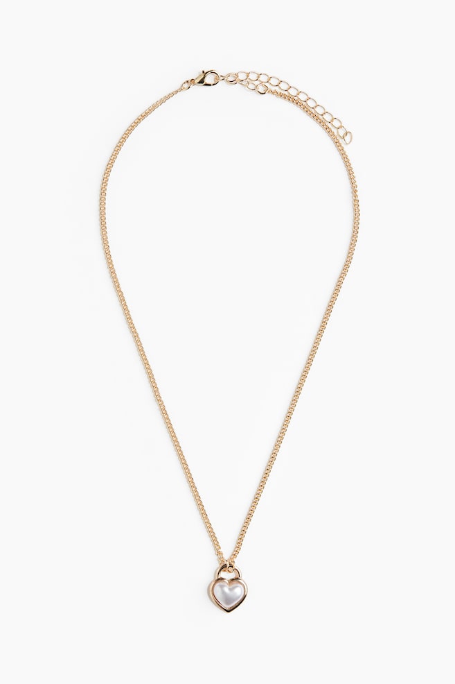 Heart-pendant necklace - Gold-coloured/White - 1
