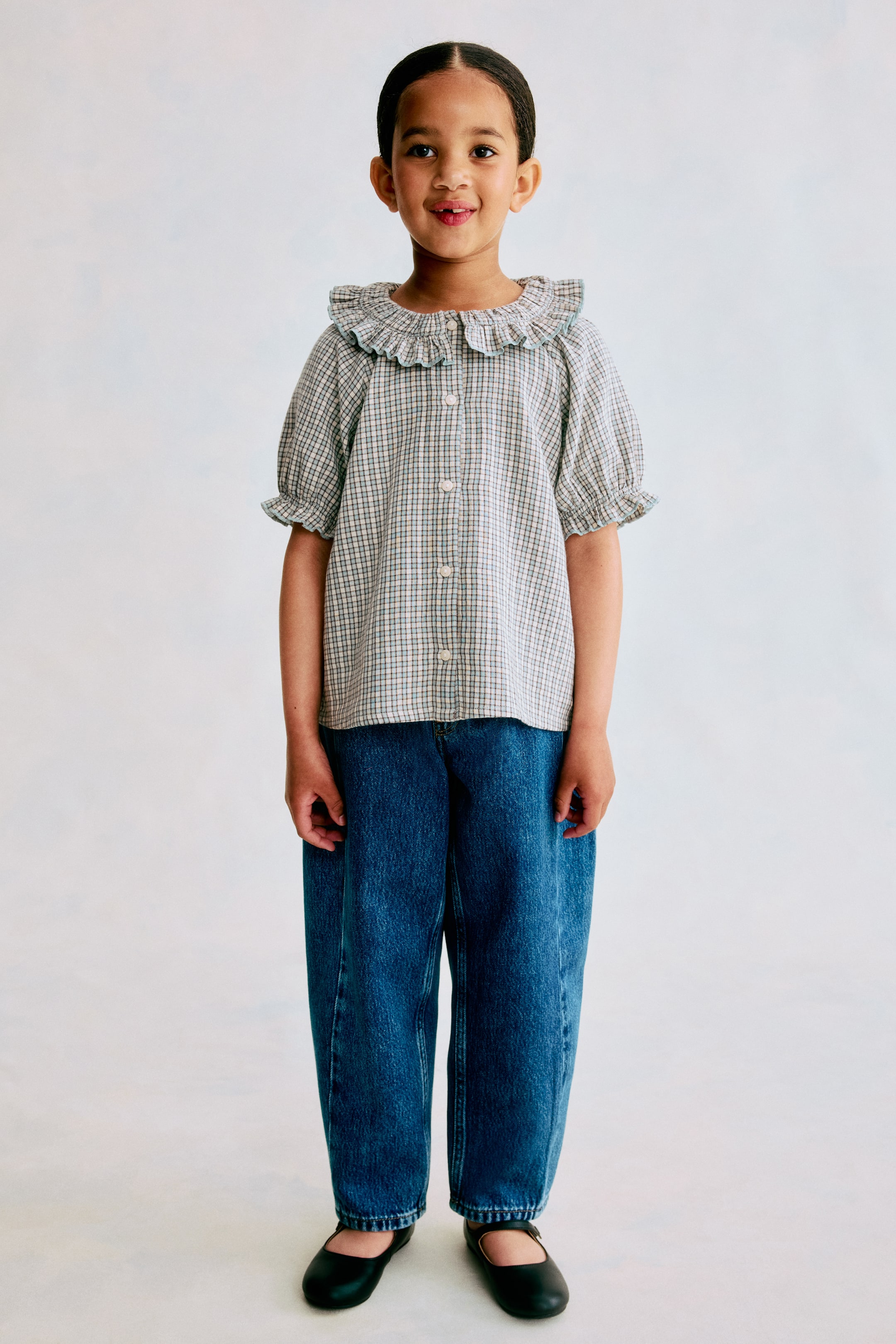 Ruffle-Collar Cotton Blouse