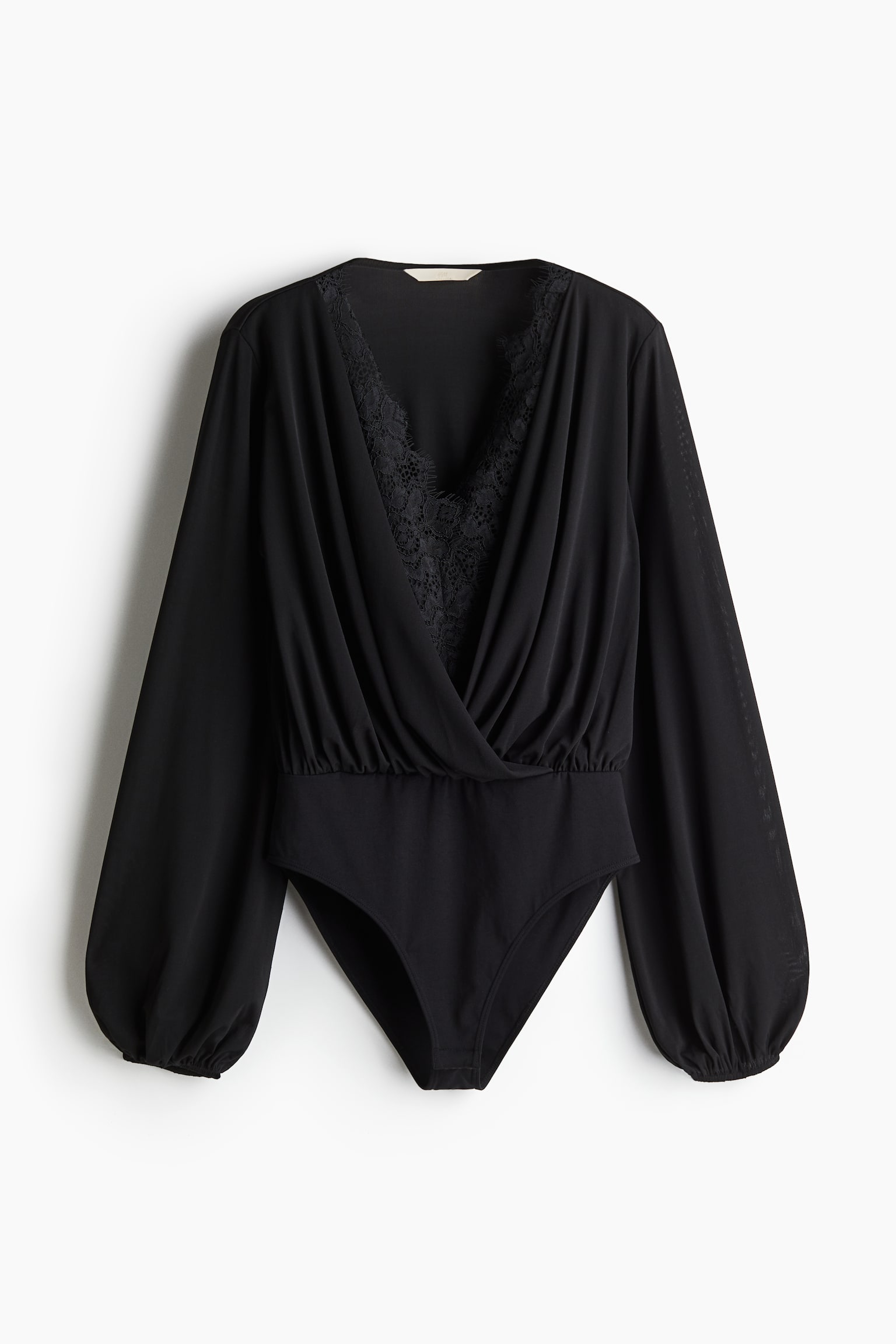 Draped lace-trimmed body - Black - 2